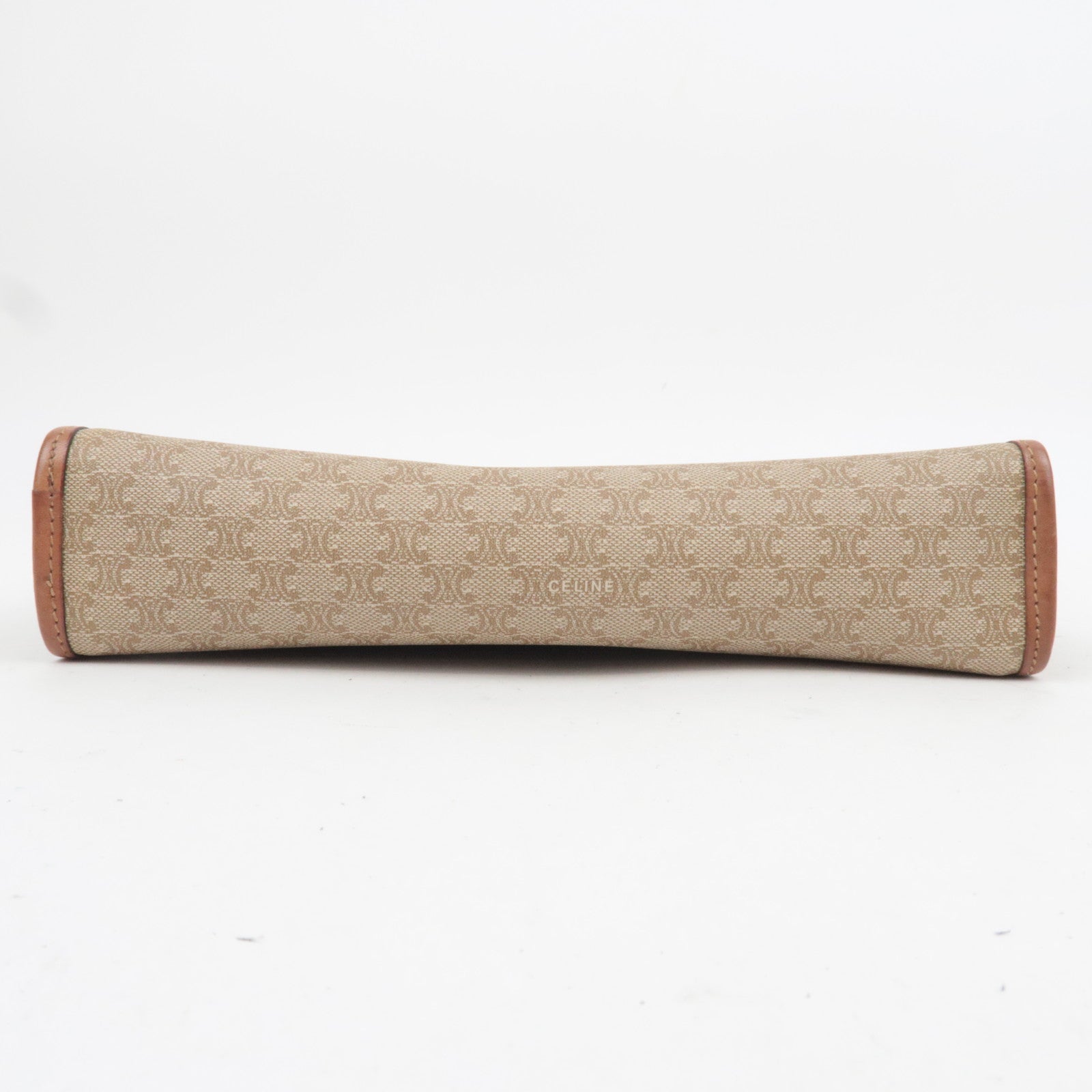 CELINE Macadam PVC Leather Clutch Bag Beige Brown