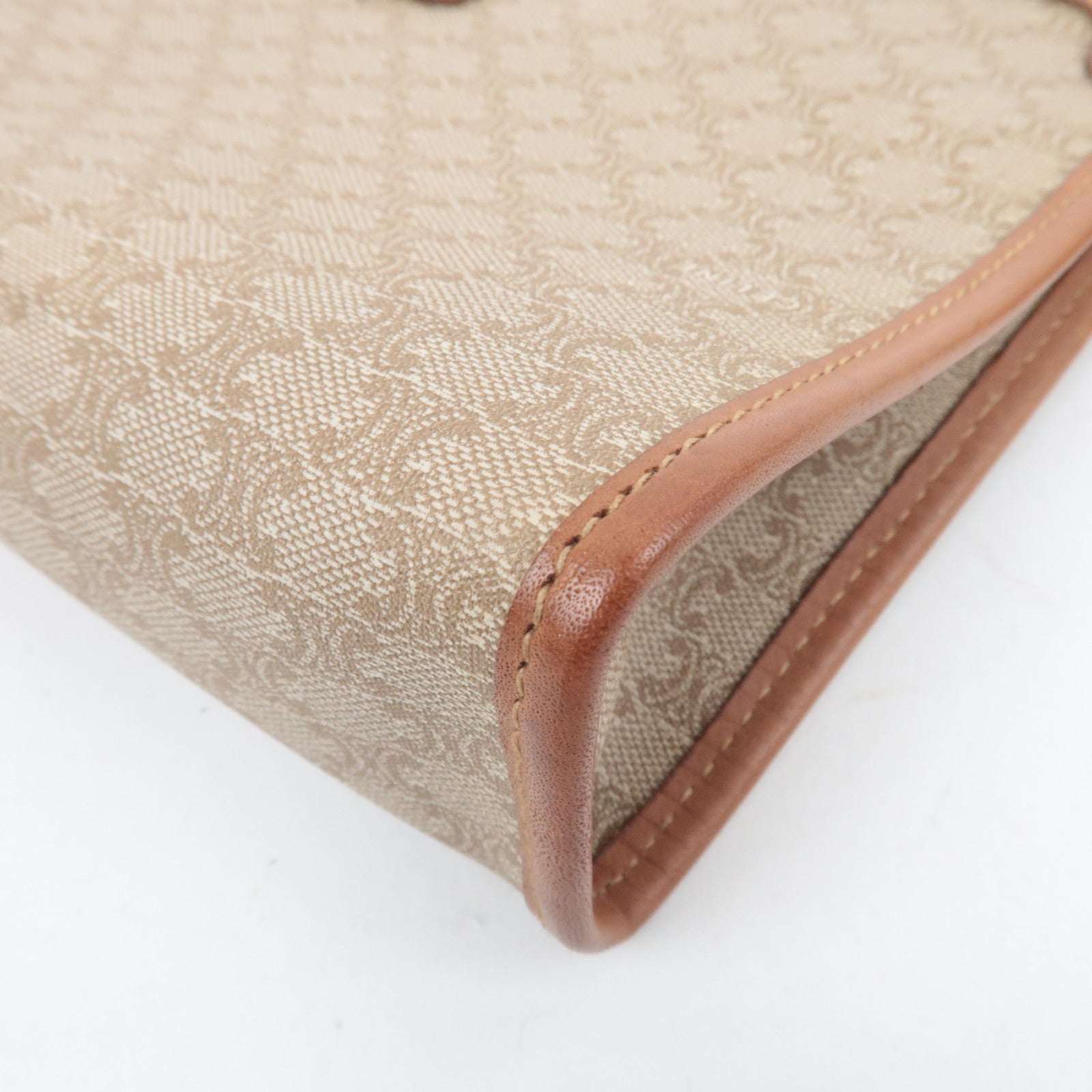 CELINE Macadam PVC Leather Clutch Bag Beige Brown