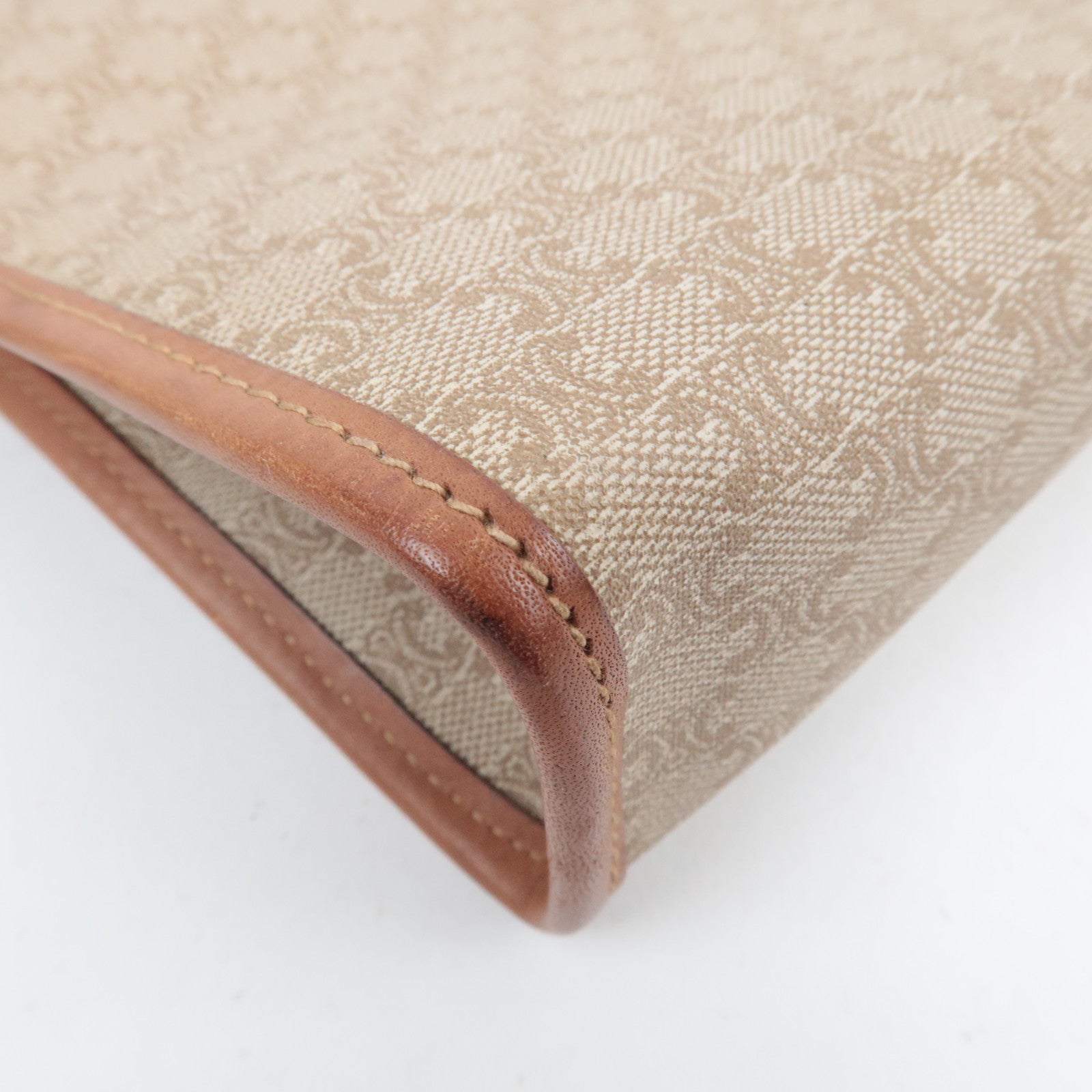 CELINE Macadam PVC Leather Clutch Bag Beige Brown