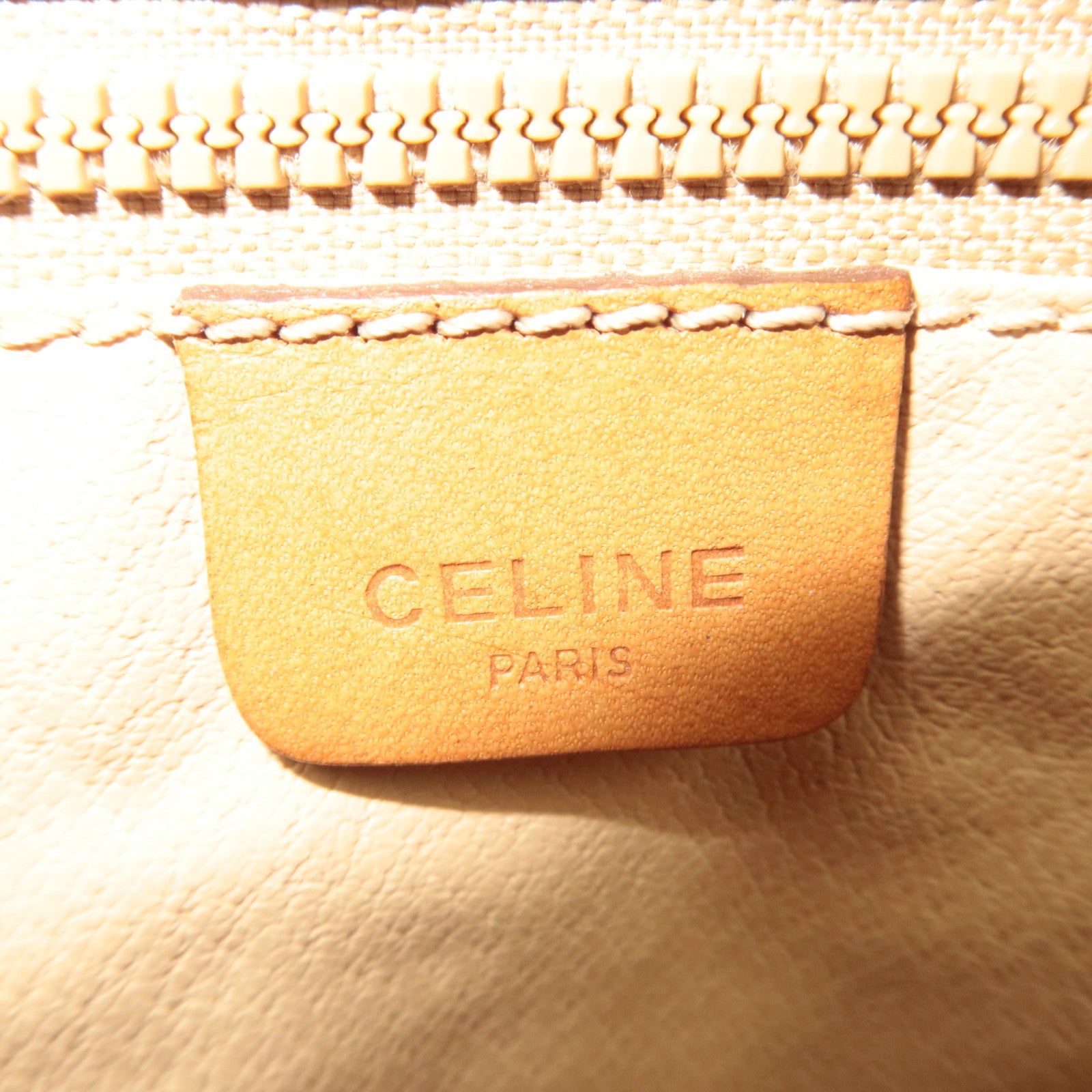CELINE Macadam PVC Leather Clutch Bag Beige Brown
