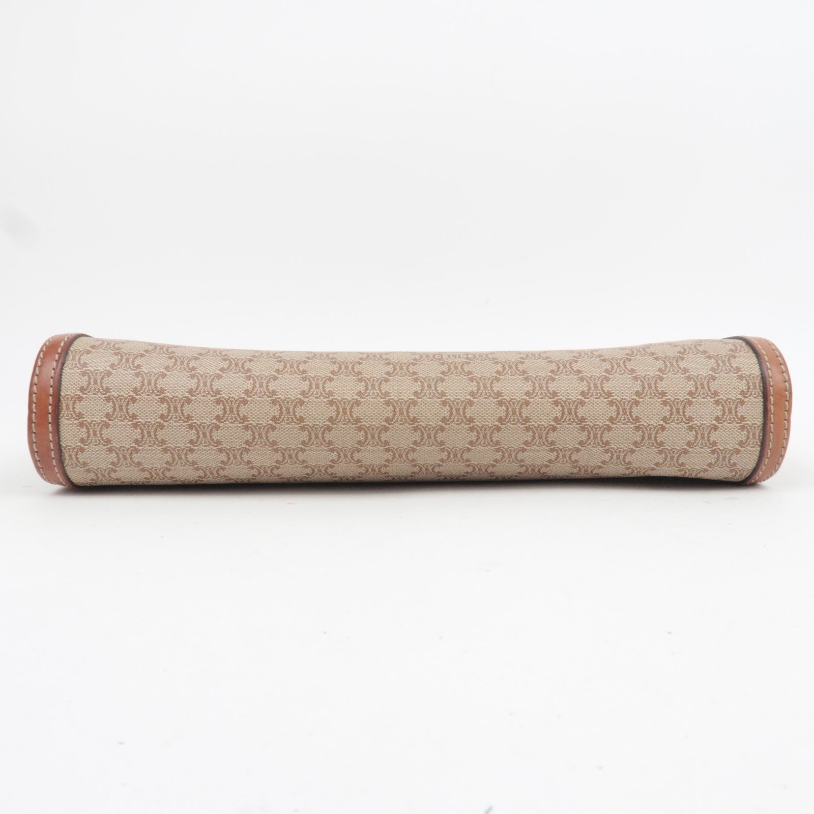 CELINE Macadam PVC Leather Clutch Bag Beige Brown