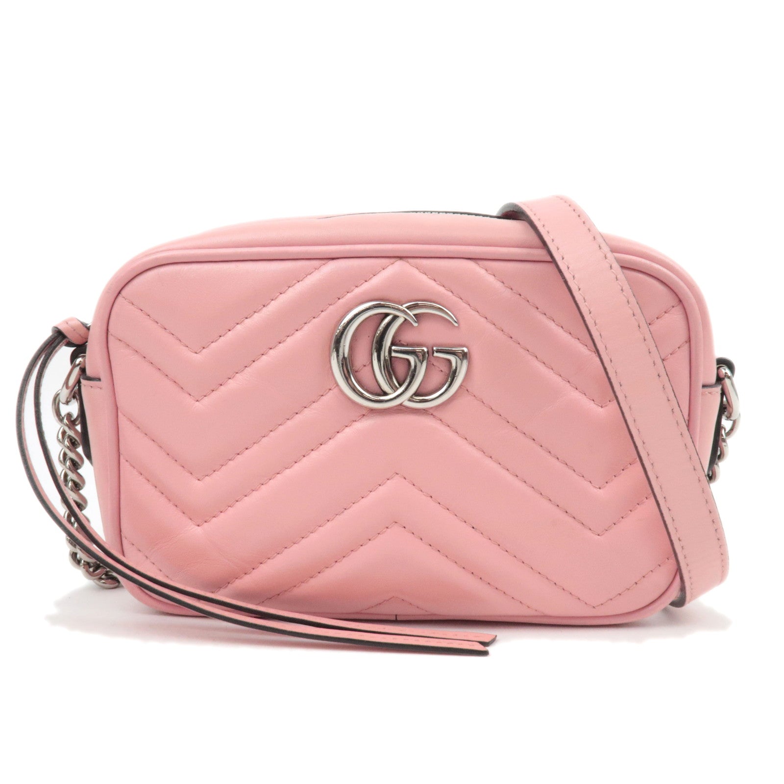GUCCI GG Marmont Leather Shoulder Bag Pink 63493687783