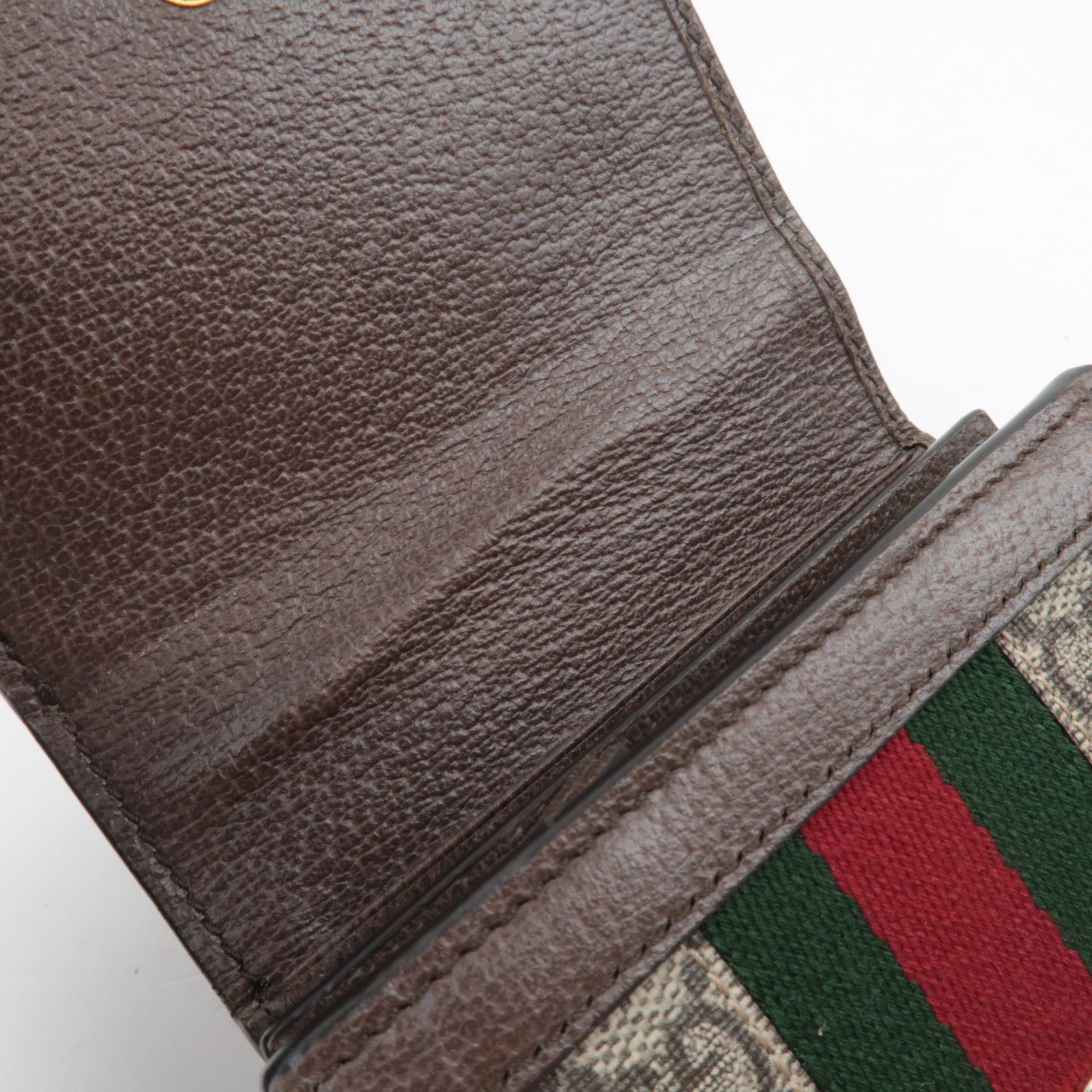 GUCCI Sherry Ophidia GG Supreme Compact Wallet Beige Brown 598662