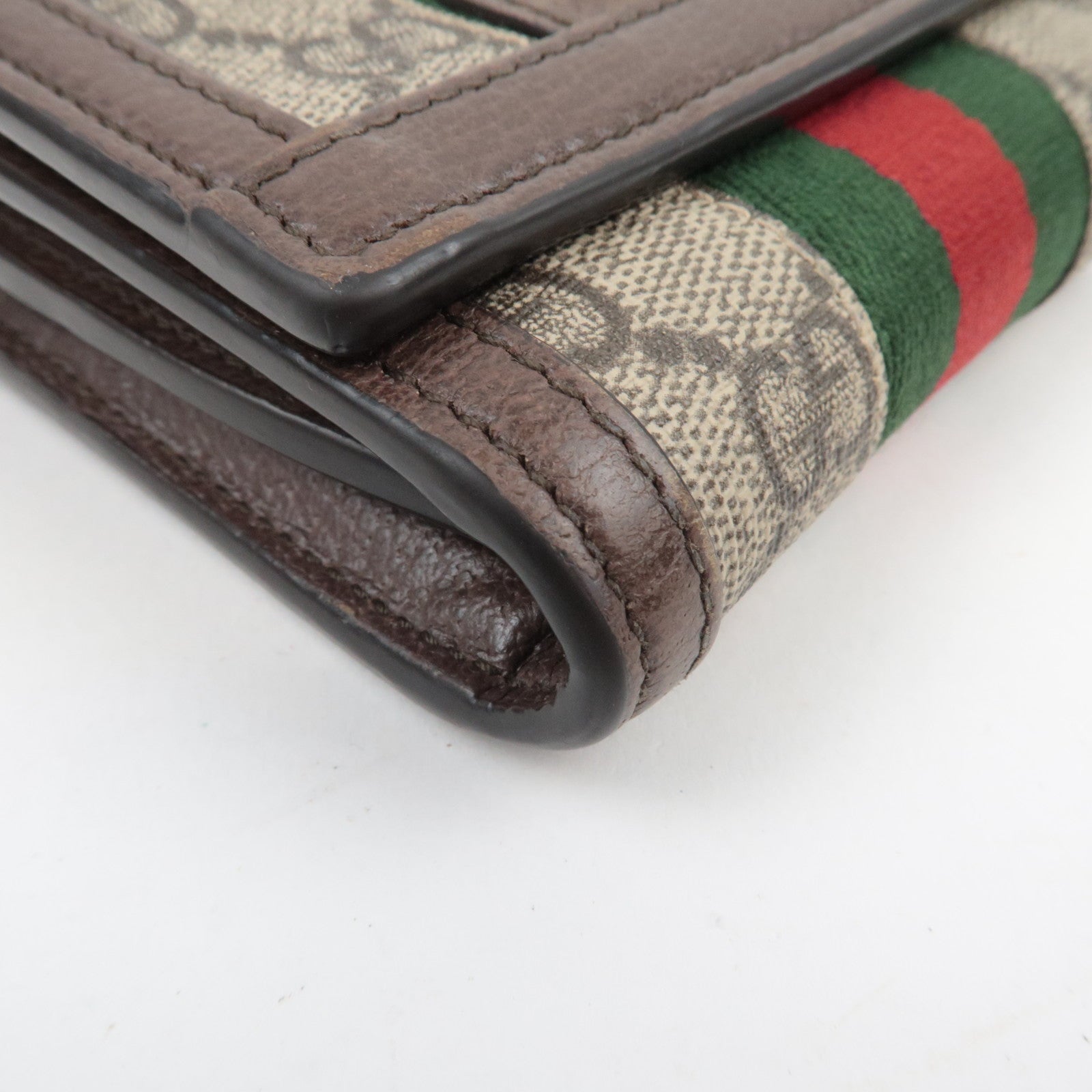 GUCCI Sherry Ophidia GG Supreme Compact Wallet Beige Brown 598662