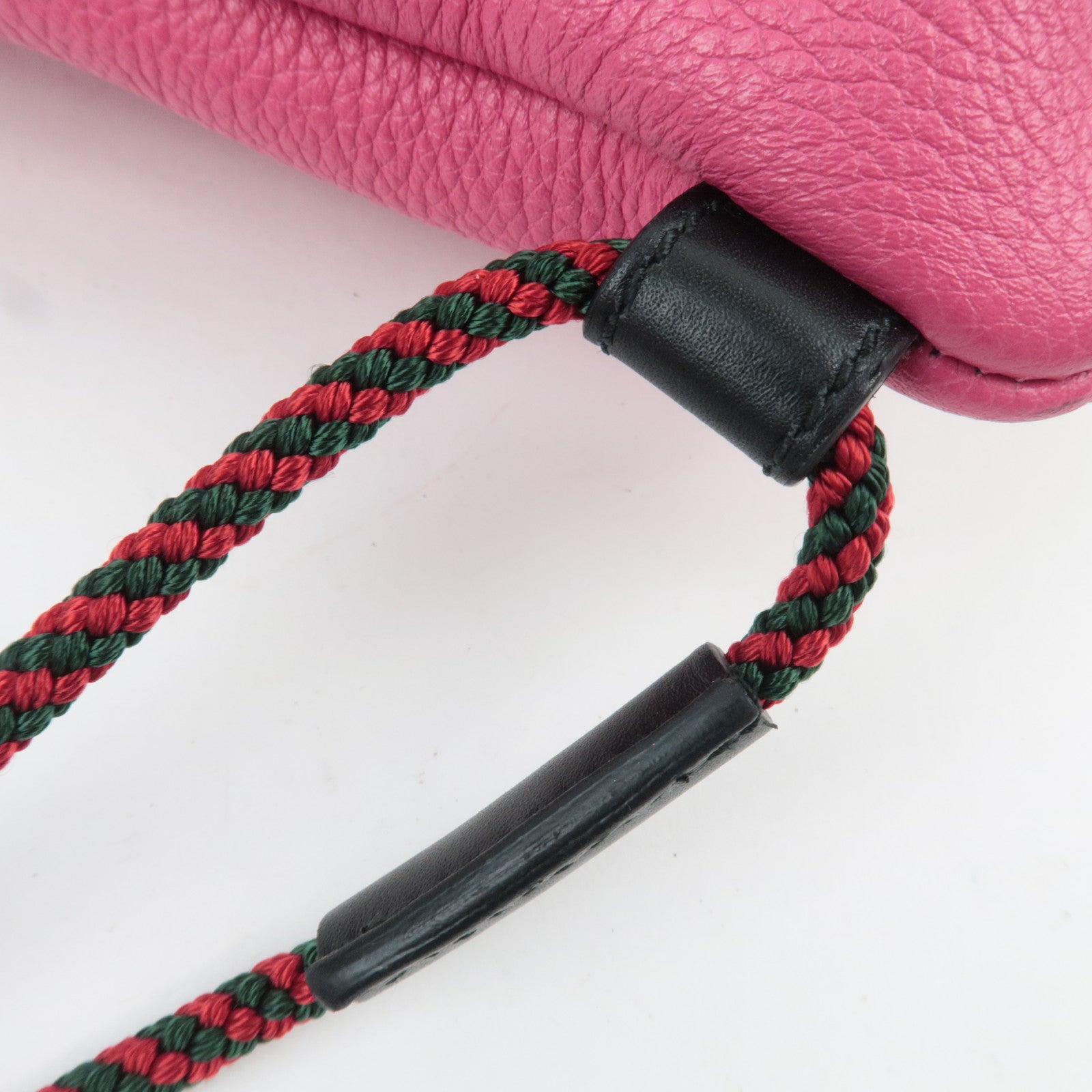 GUCCI Logo Print Drawstring Leather Backpack Pink 516639