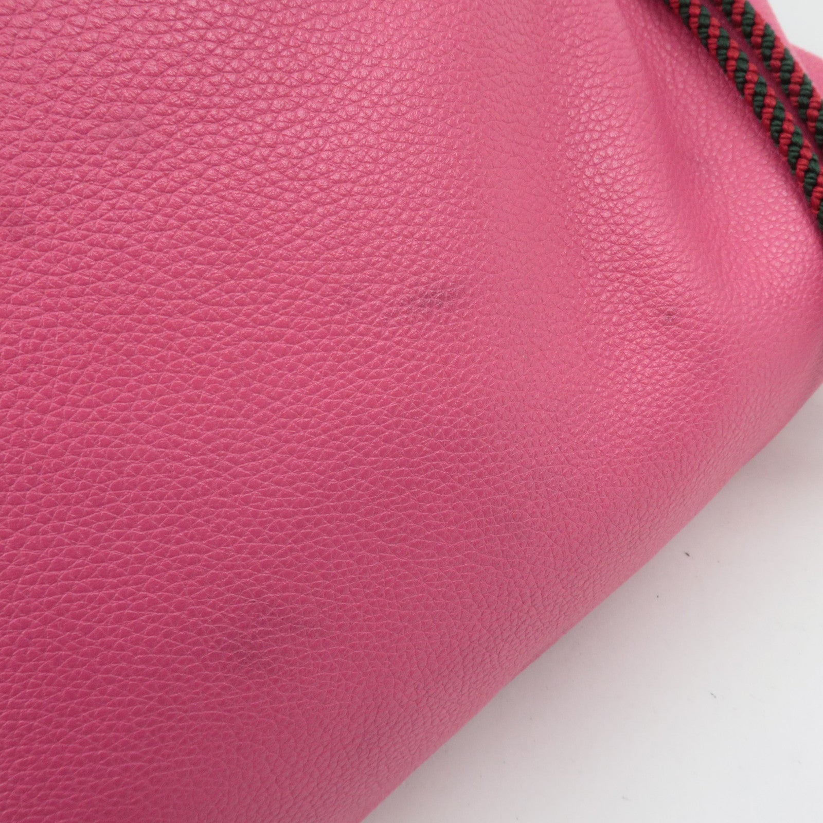 GUCCI Logo Print Drawstring Leather Backpack Pink 516639