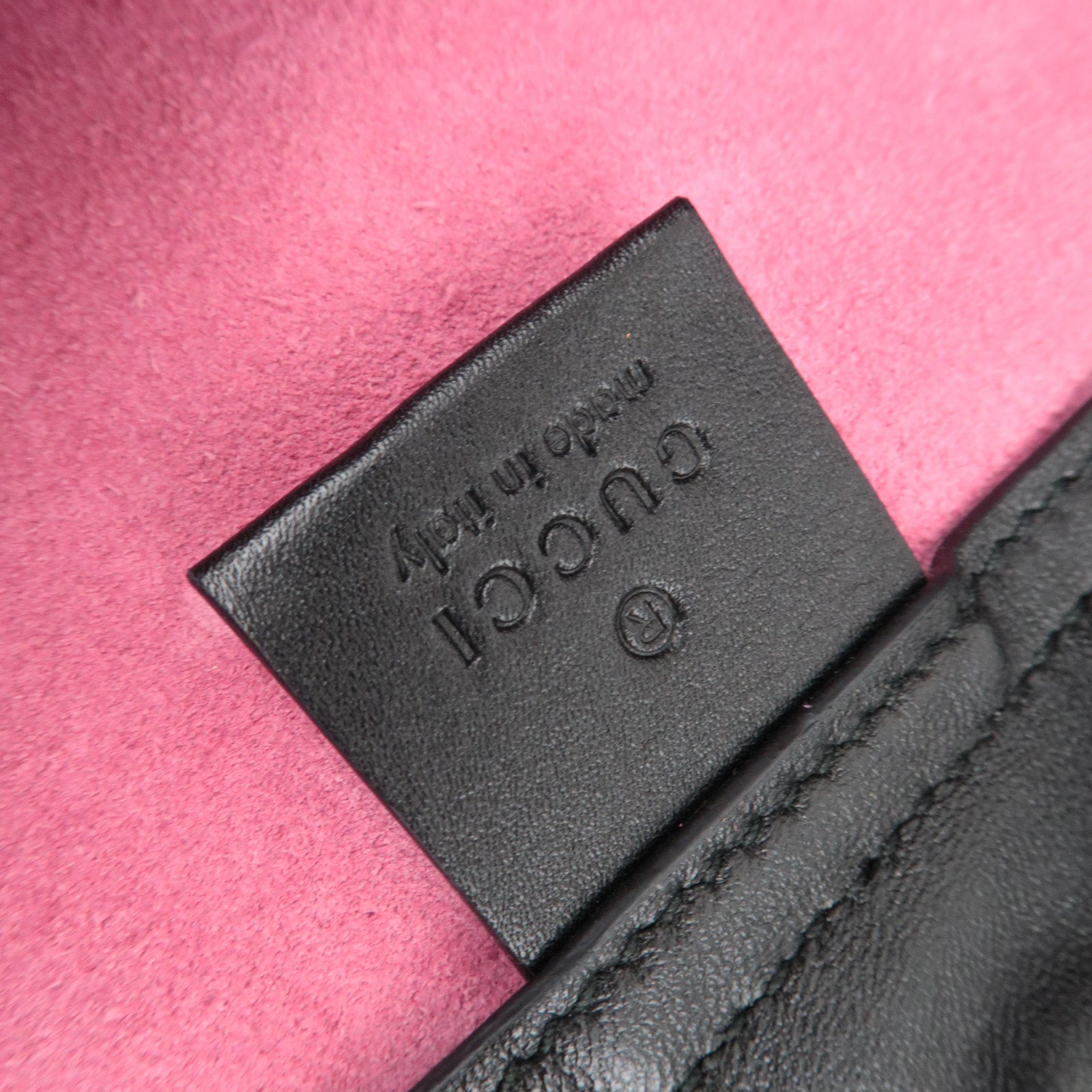 GUCCI Logo Print Drawstring Leather Backpack Pink 516639