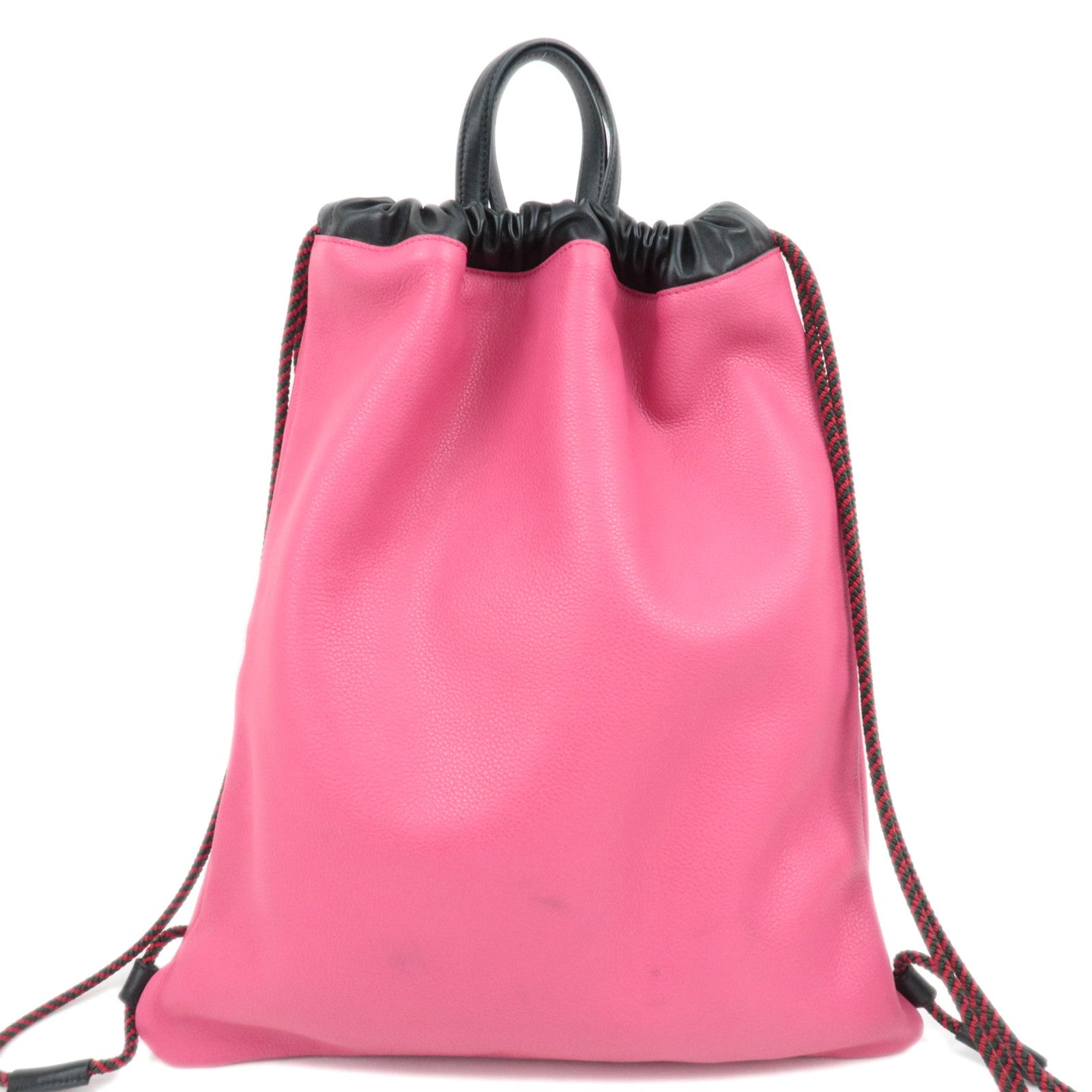 GUCCI Logo Print Drawstring Leather Backpack Pink 516639