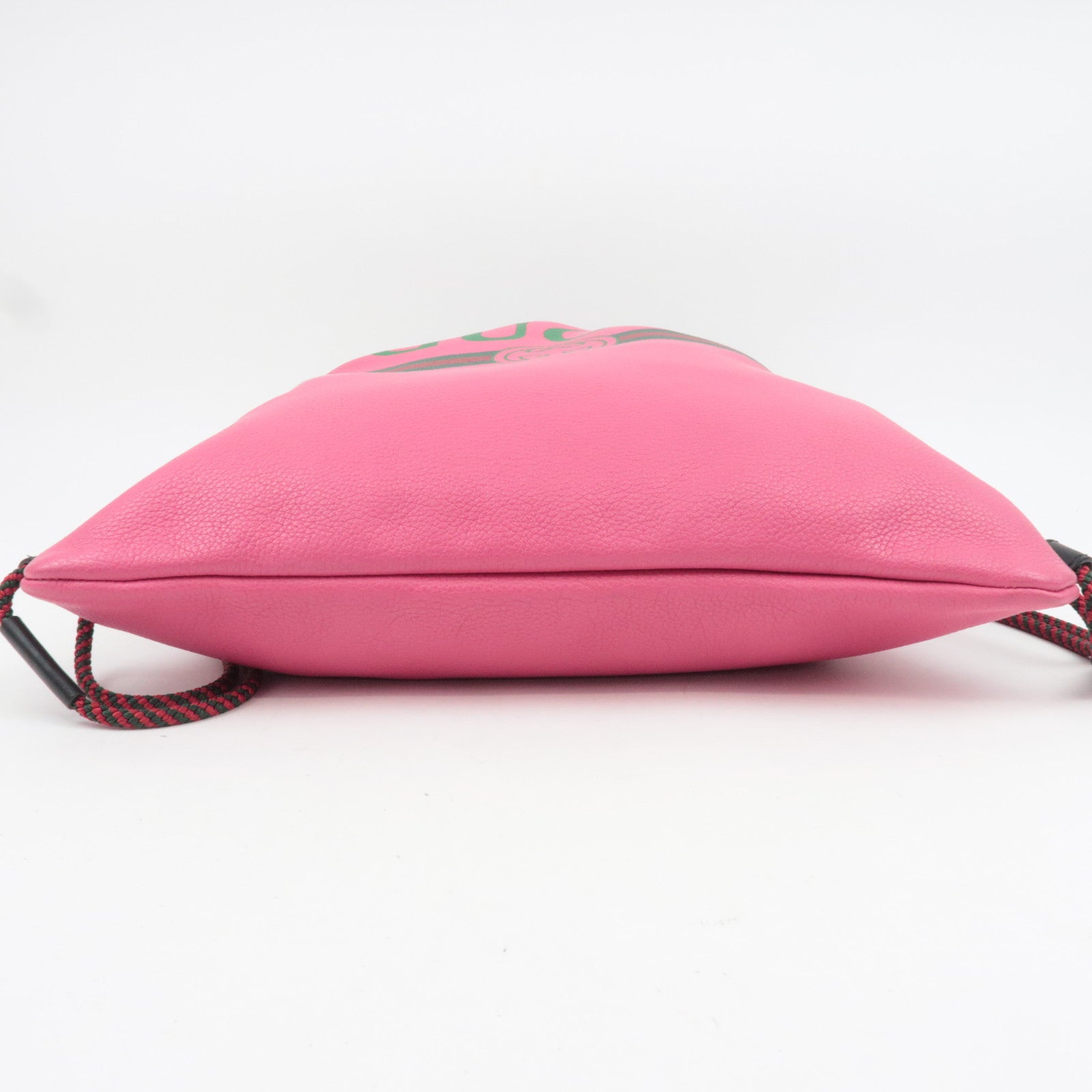 GUCCI Logo Print Drawstring Leather Backpack Pink 516639