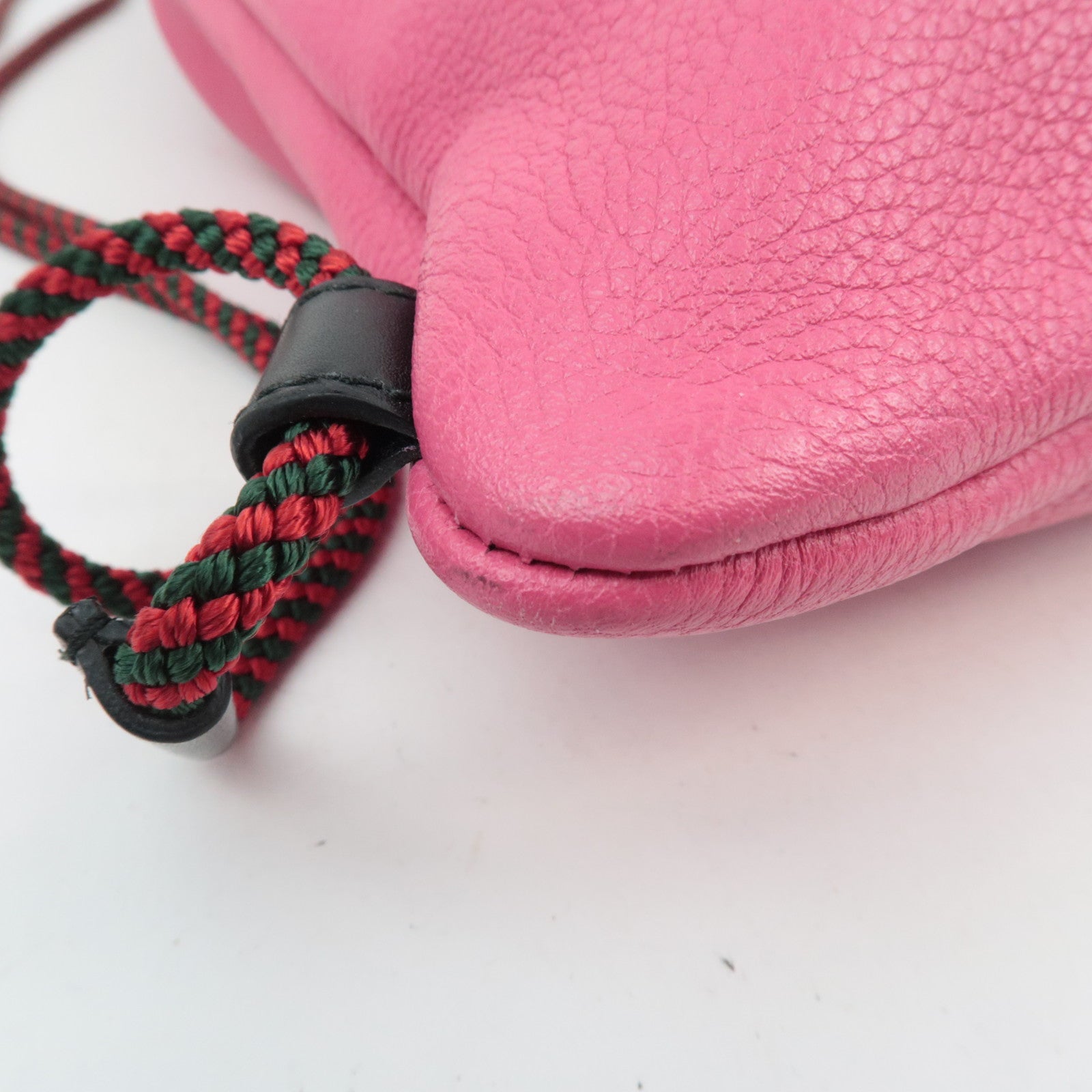 GUCCI Logo Print Drawstring Leather Backpack Pink 516639