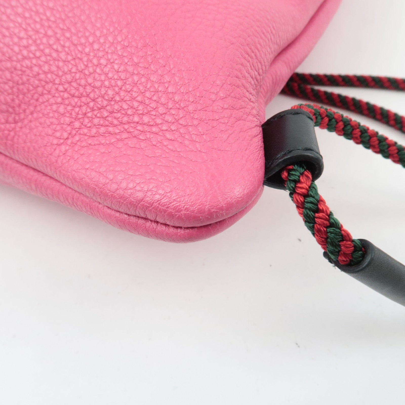 GUCCI Logo Print Drawstring Leather Backpack Pink 516639