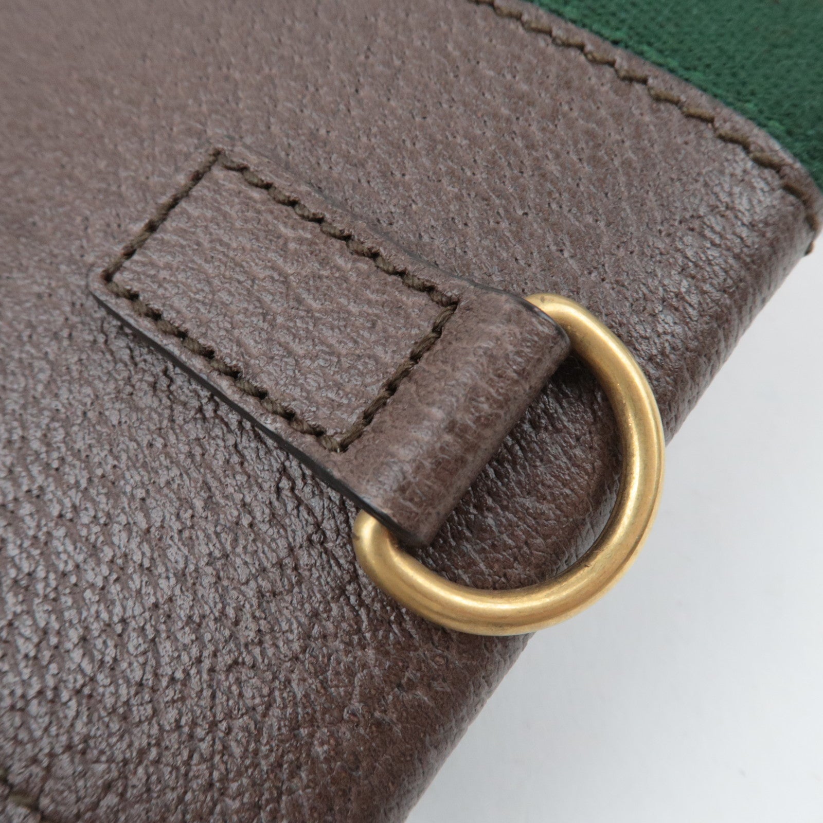 GUCCI Sherry Totem Web Portfolio Leather Clutch Bag Brown 489619