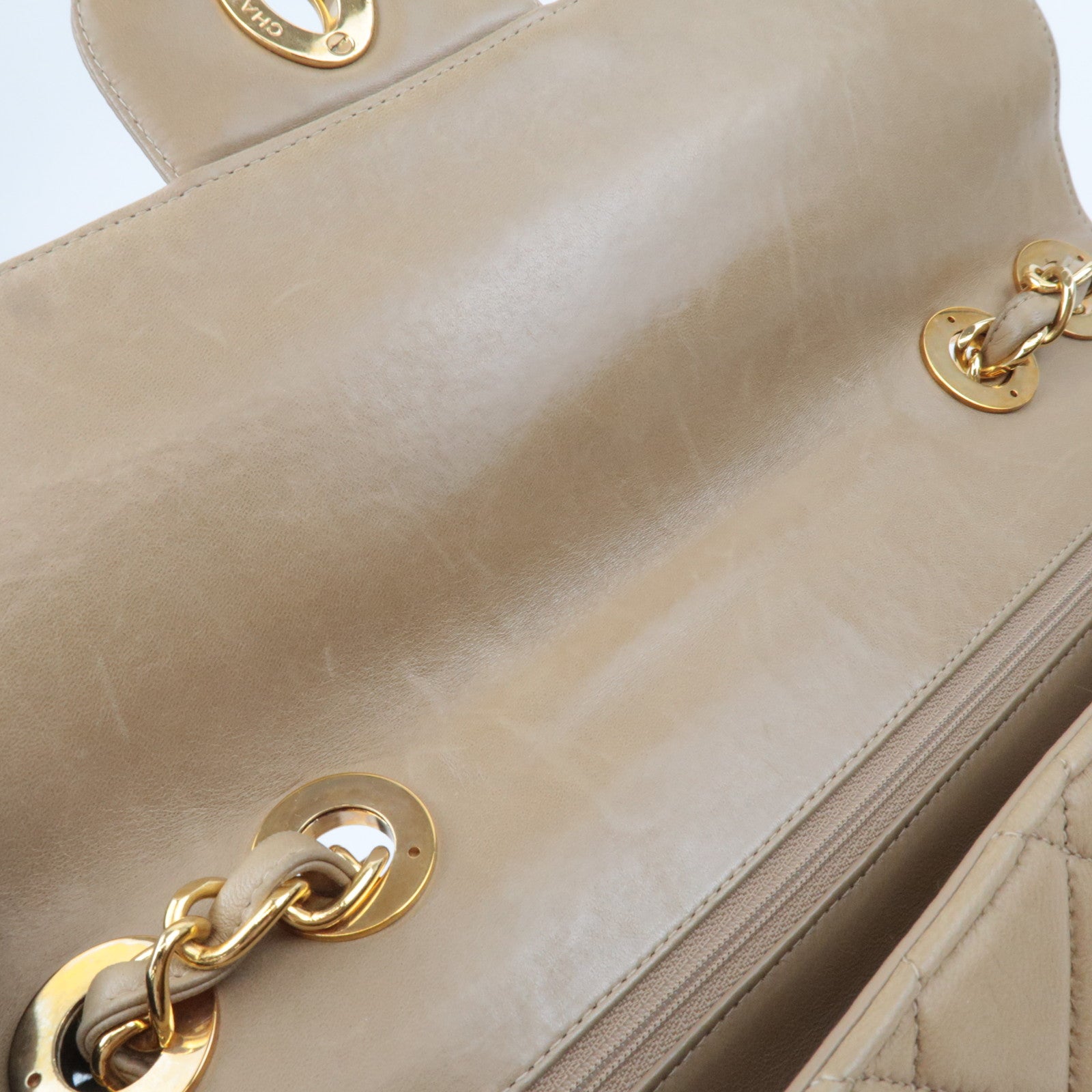 CHANEL Jumbo Matelasse 30 Lambskin Chain Shoulder Bag Beige
