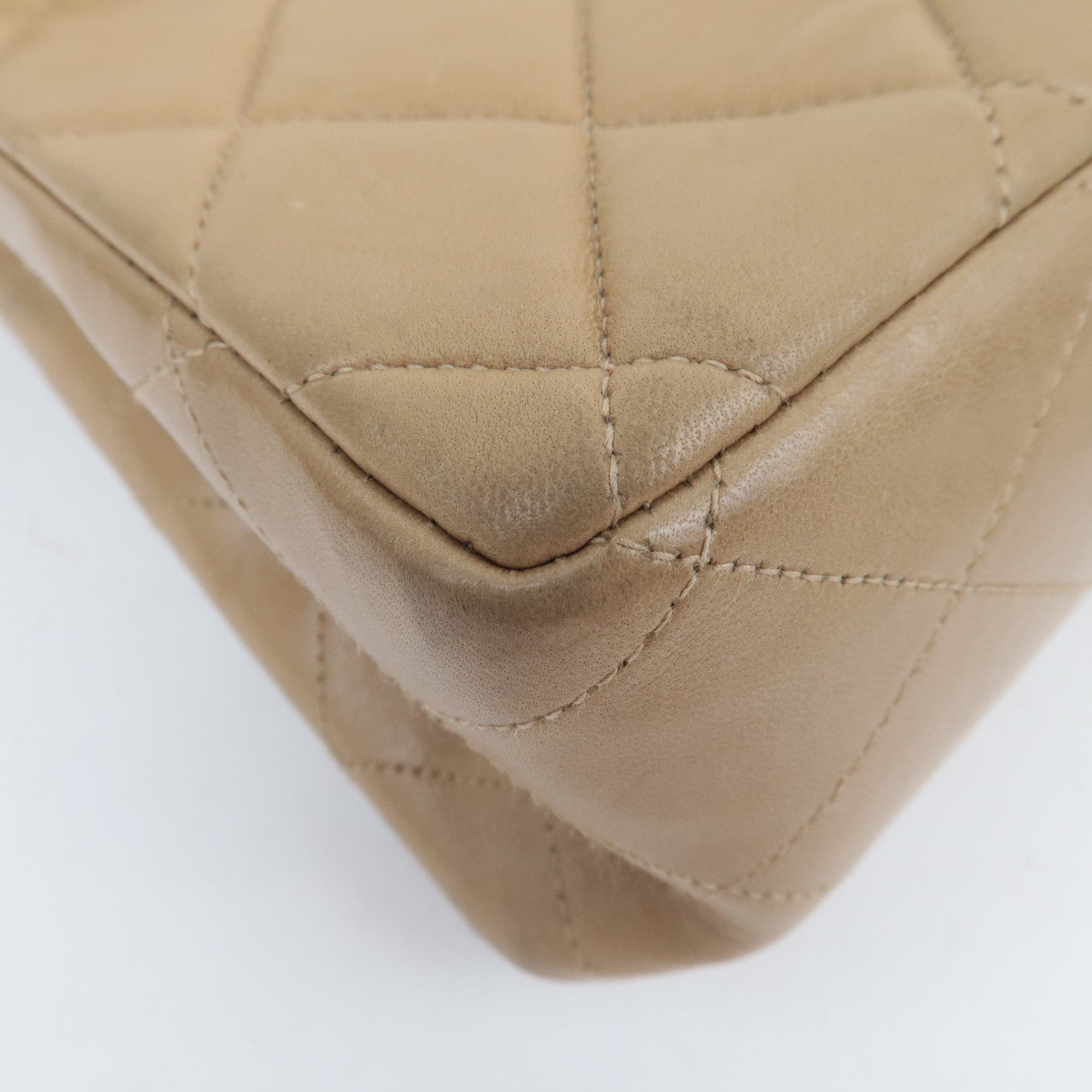 CHANEL Jumbo Matelasse 30 Lambskin Chain Shoulder Bag Beige