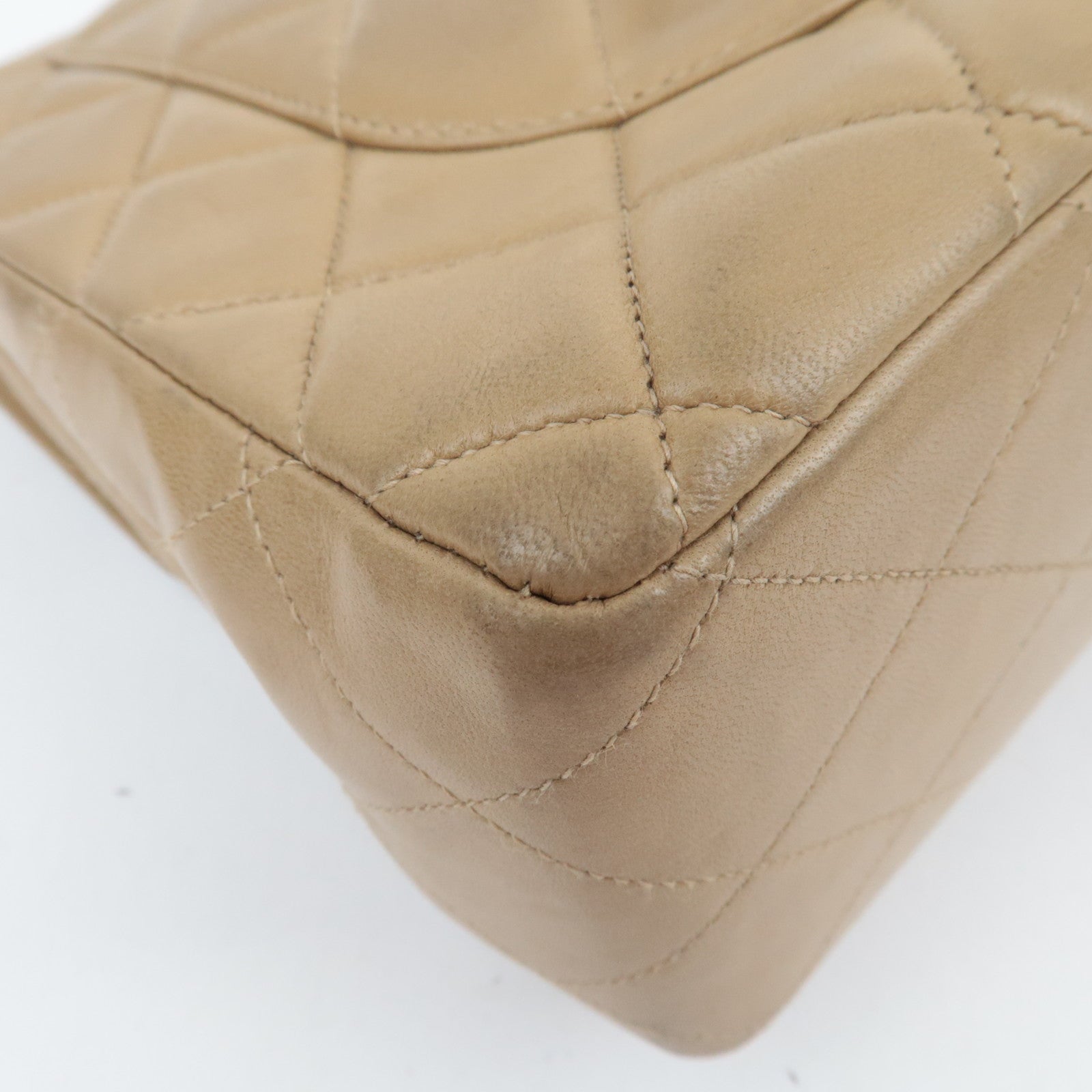CHANEL Jumbo Matelasse 30 Lambskin Chain Shoulder Bag Beige