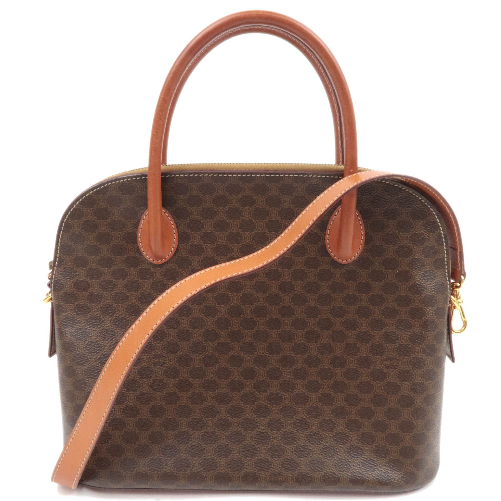 CELINE Macadam PVC Leather 2Way Handbag Brown87884