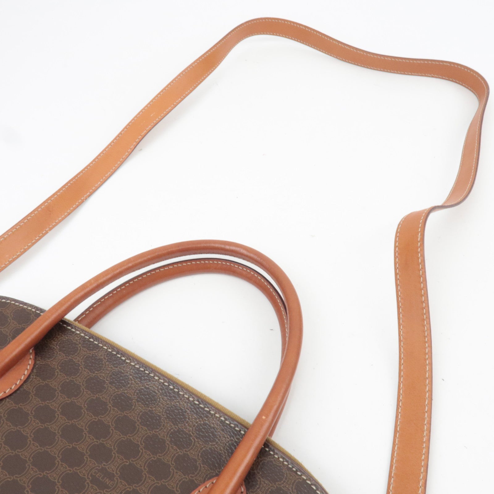 CELINE Macadam PVC Leather 2Way Handbag Brown