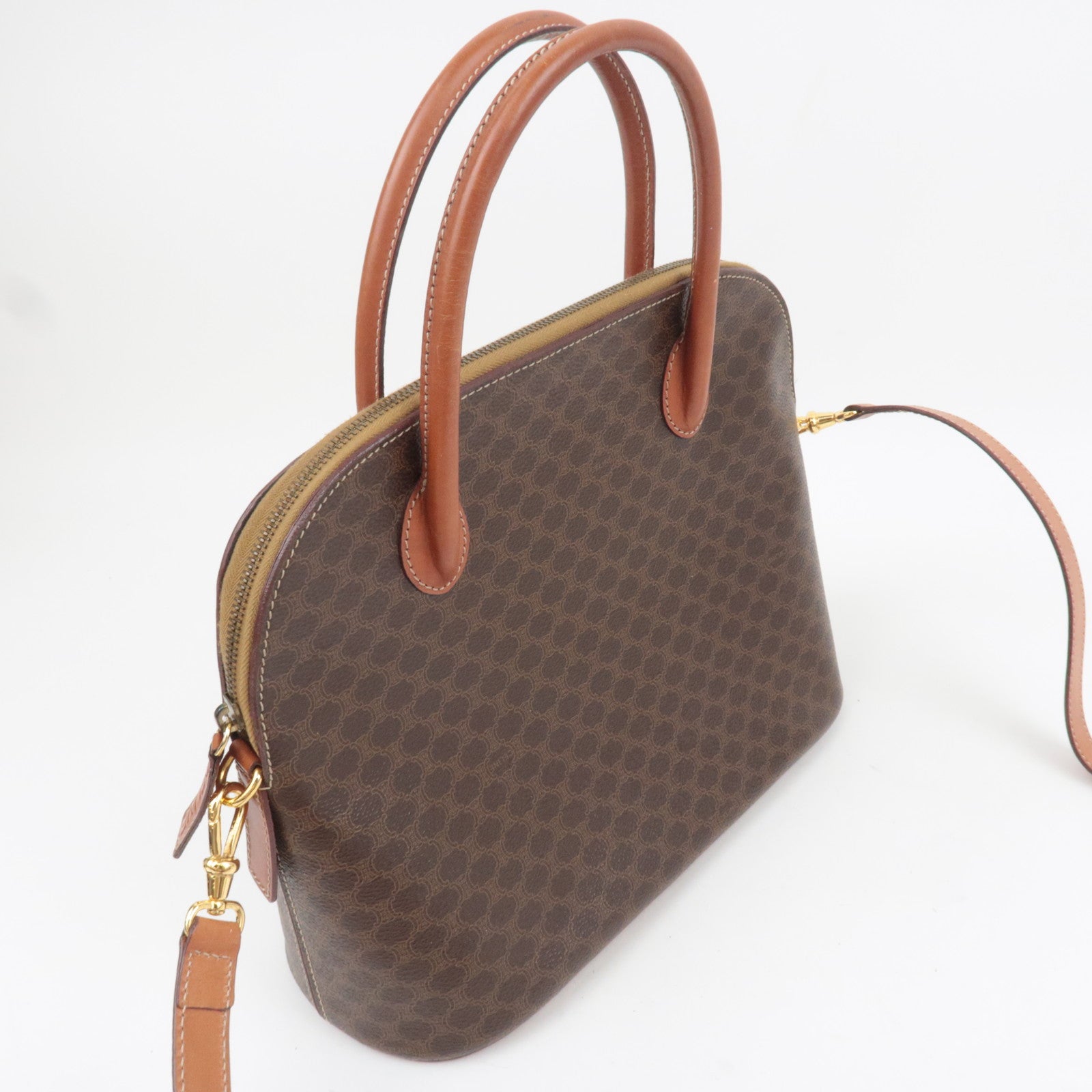 CELINE Macadam PVC Leather 2Way Handbag Brown