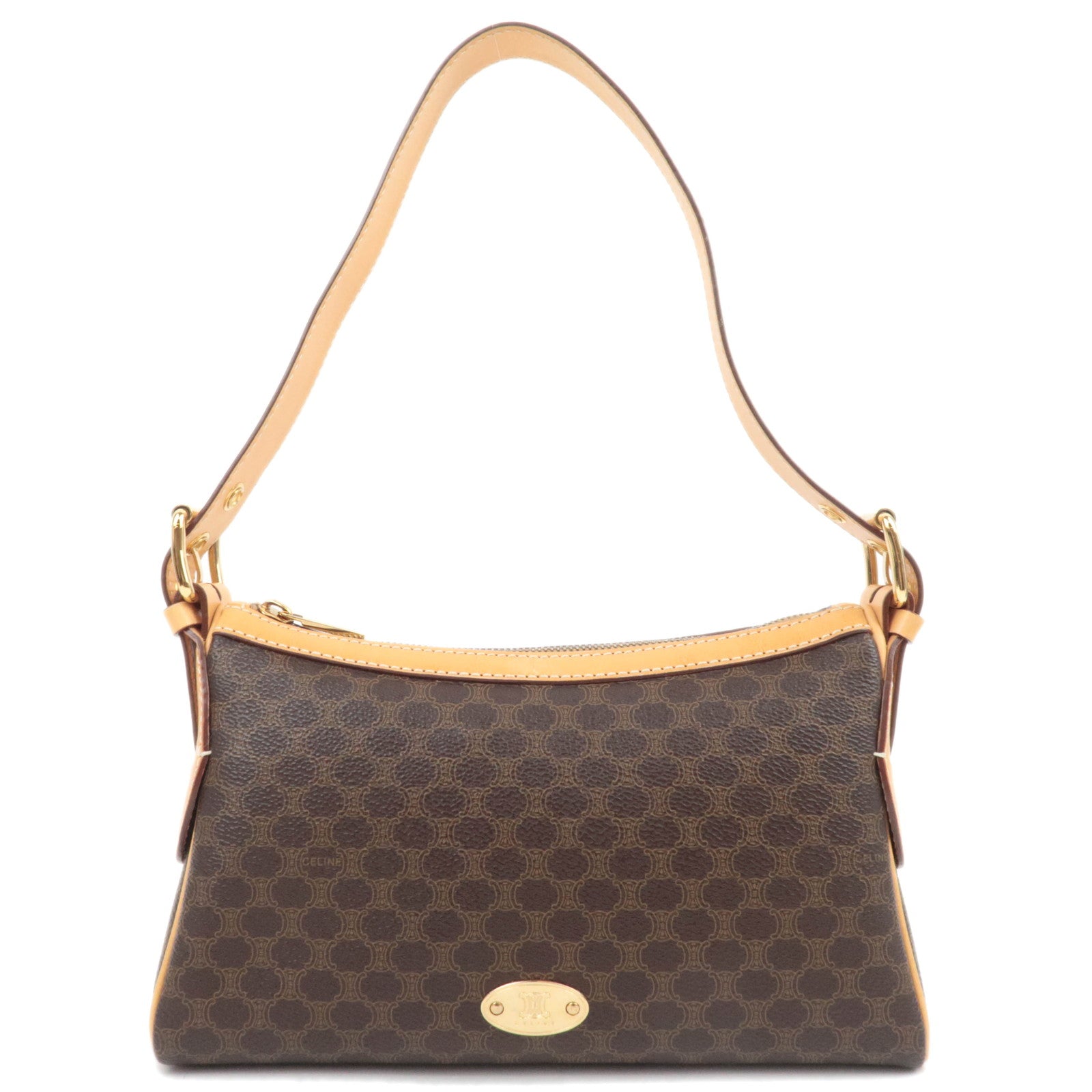 CELINE Macadam PVC Leather Shoulder Bag Brown87885