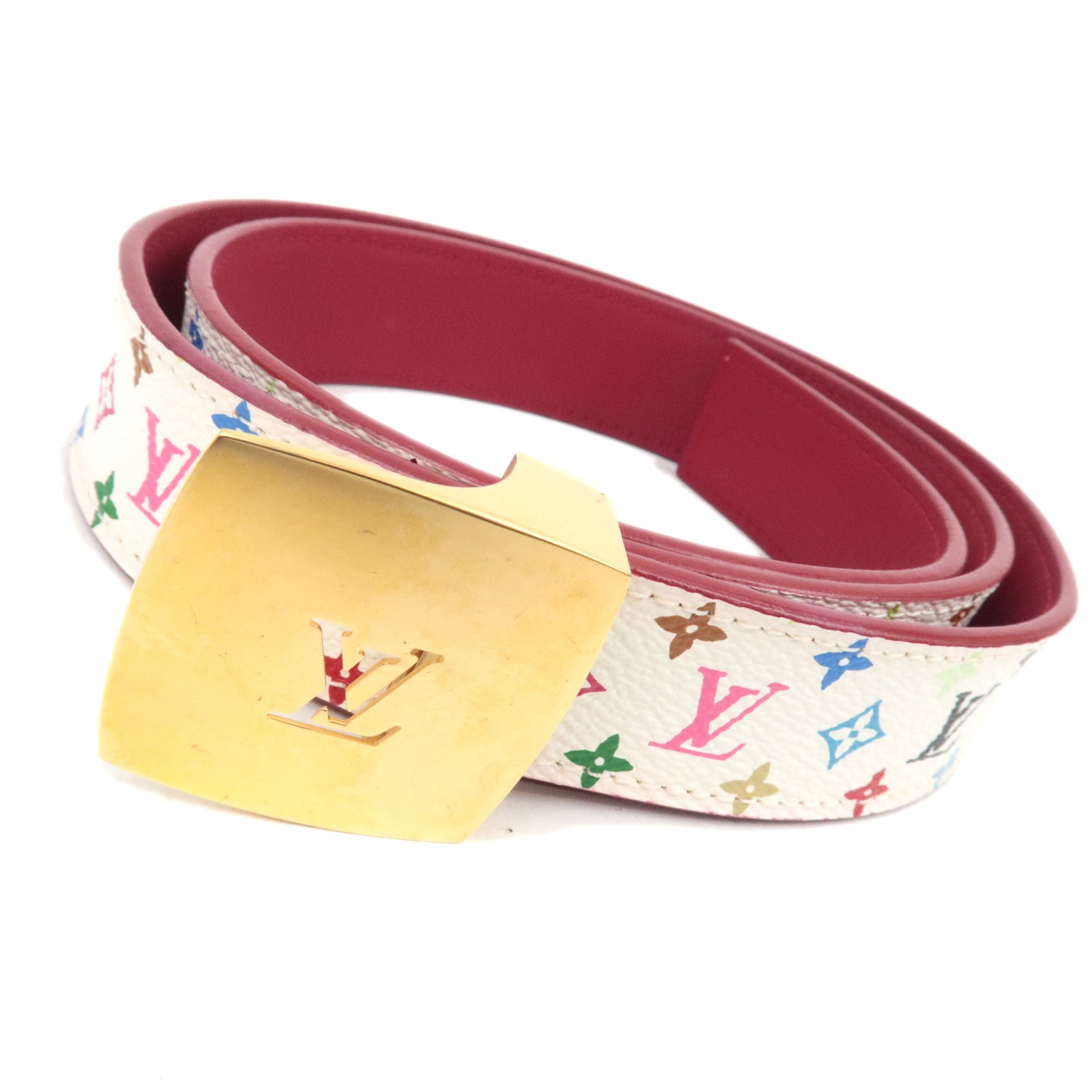 Louis Vuitton Monogram Multicolor Ceinture Carre LV Cut Belt 85/34 Blanc M968287892