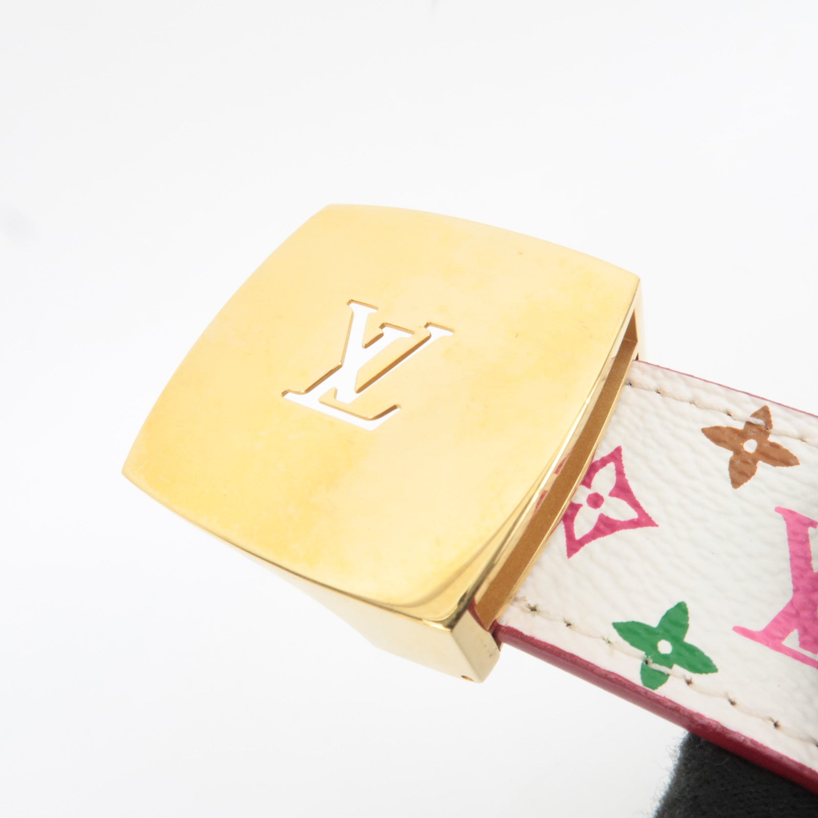 Louis Vuitton Monogram Multicolor Ceinture Carre LV Cut Belt 85/34 Blanc M9682