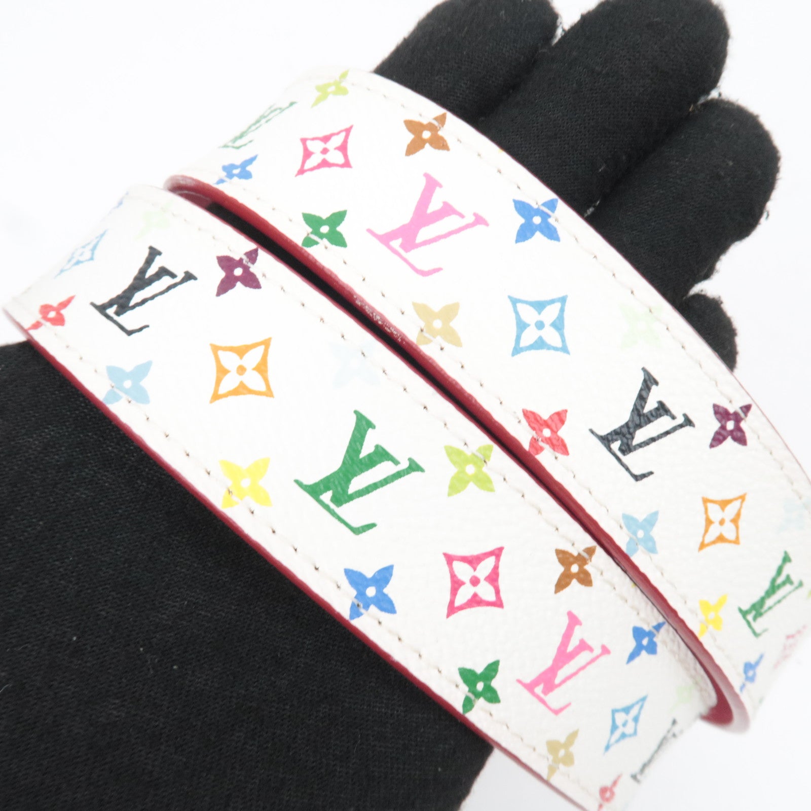 Louis Vuitton Monogram Multicolor Ceinture Carre LV Cut Belt 85/34 Blanc M9682