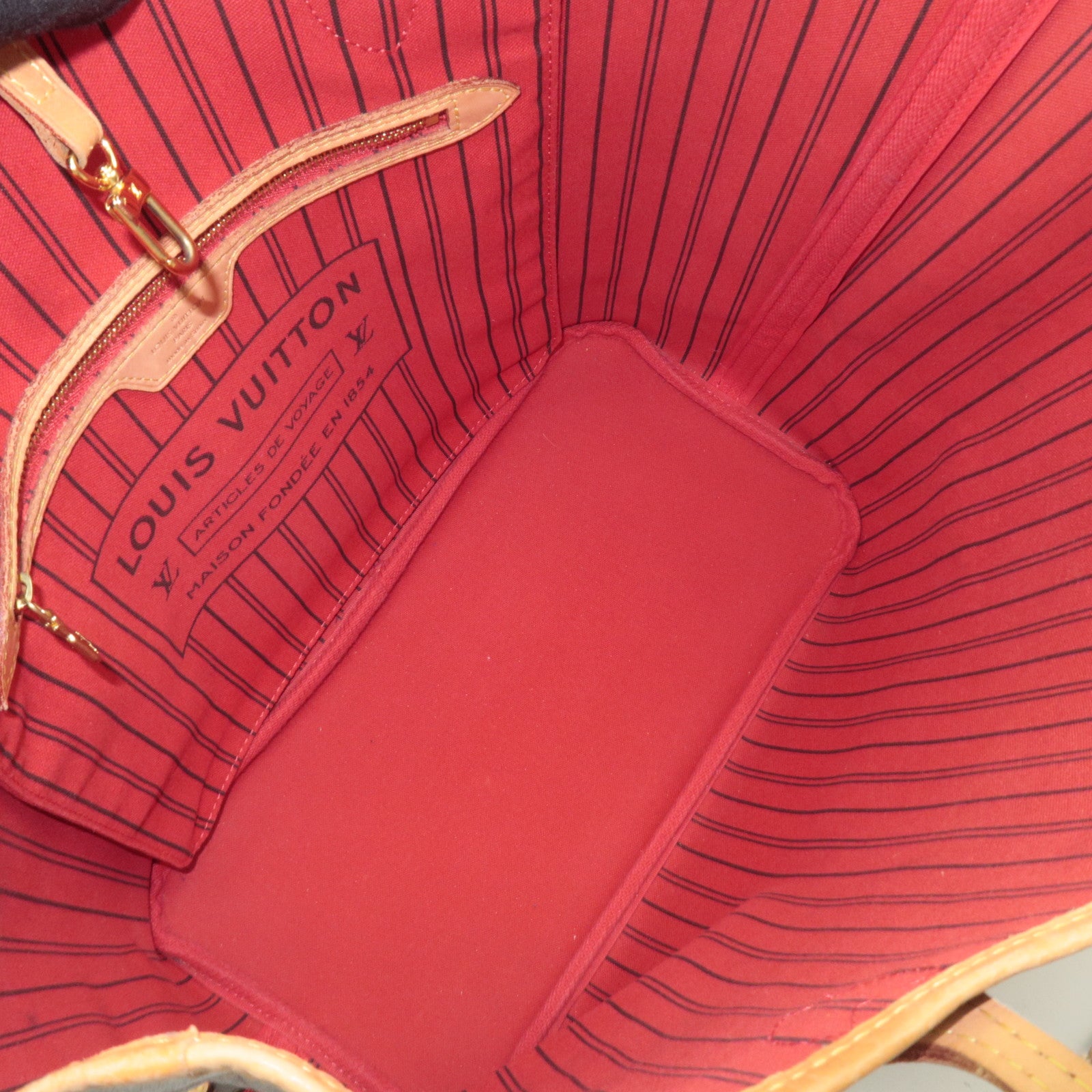 Louis Vuitton Monogram Neverfull MM Tote Bag Cerise M41177