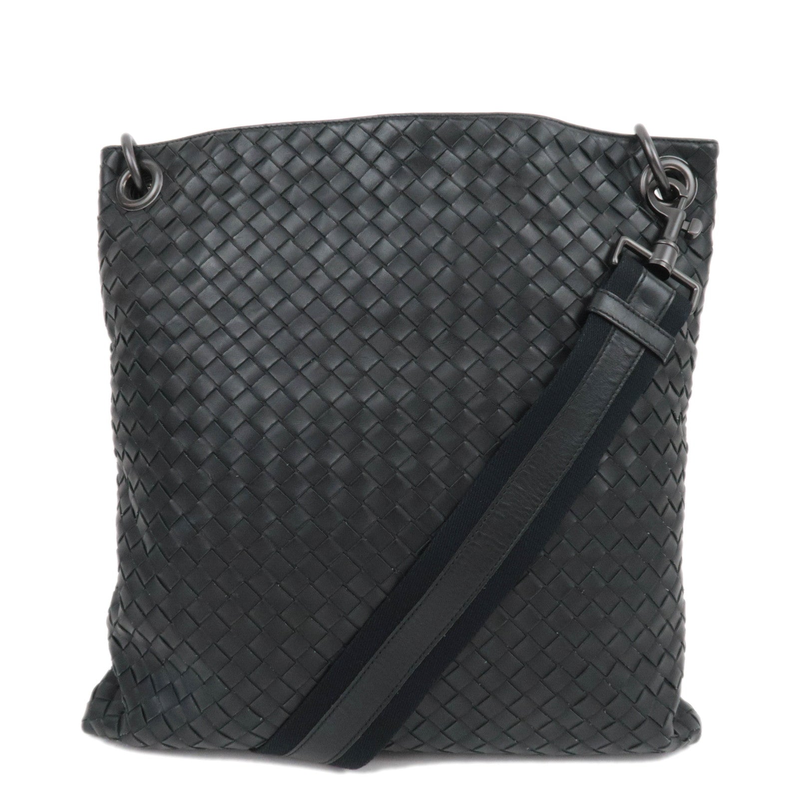 BOTTEGA VENETA Intrecciato Leather Shoulder Bag Black 16162387914
