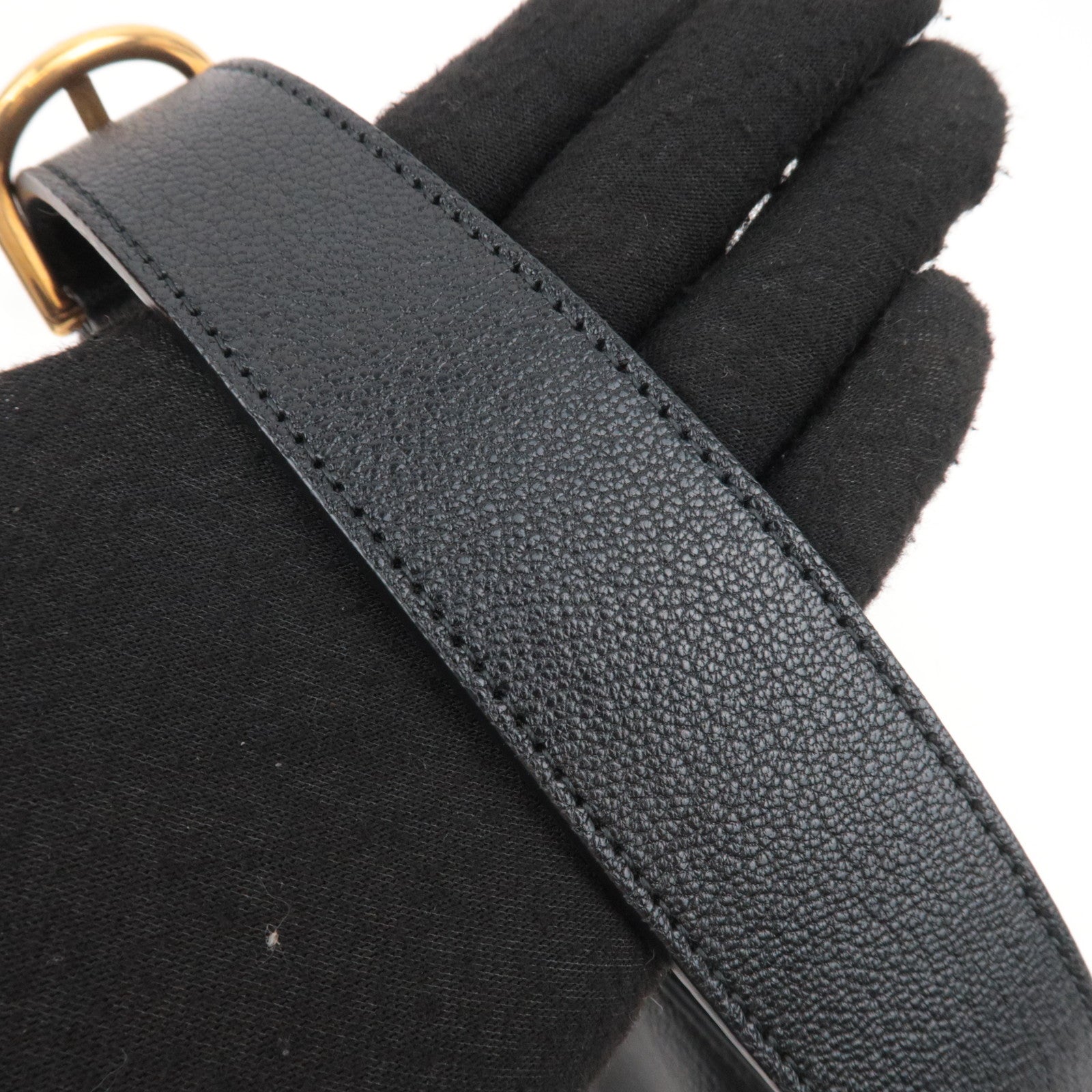 GUCCI GG Marmont Aphrodite Leather Mini Shoulder Bag Black 739076