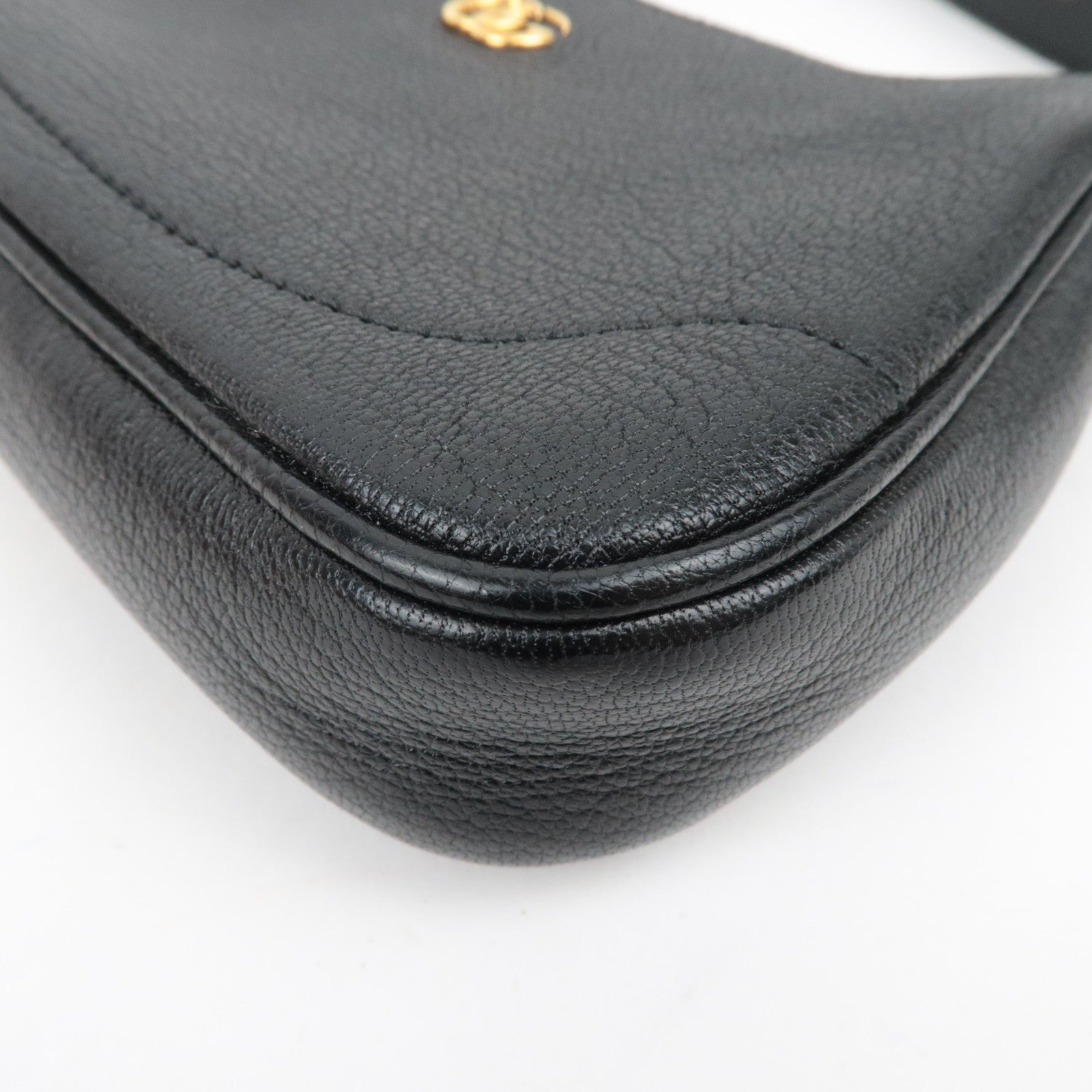 GUCCI GG Marmont Aphrodite Leather Mini Shoulder Bag Black 739076