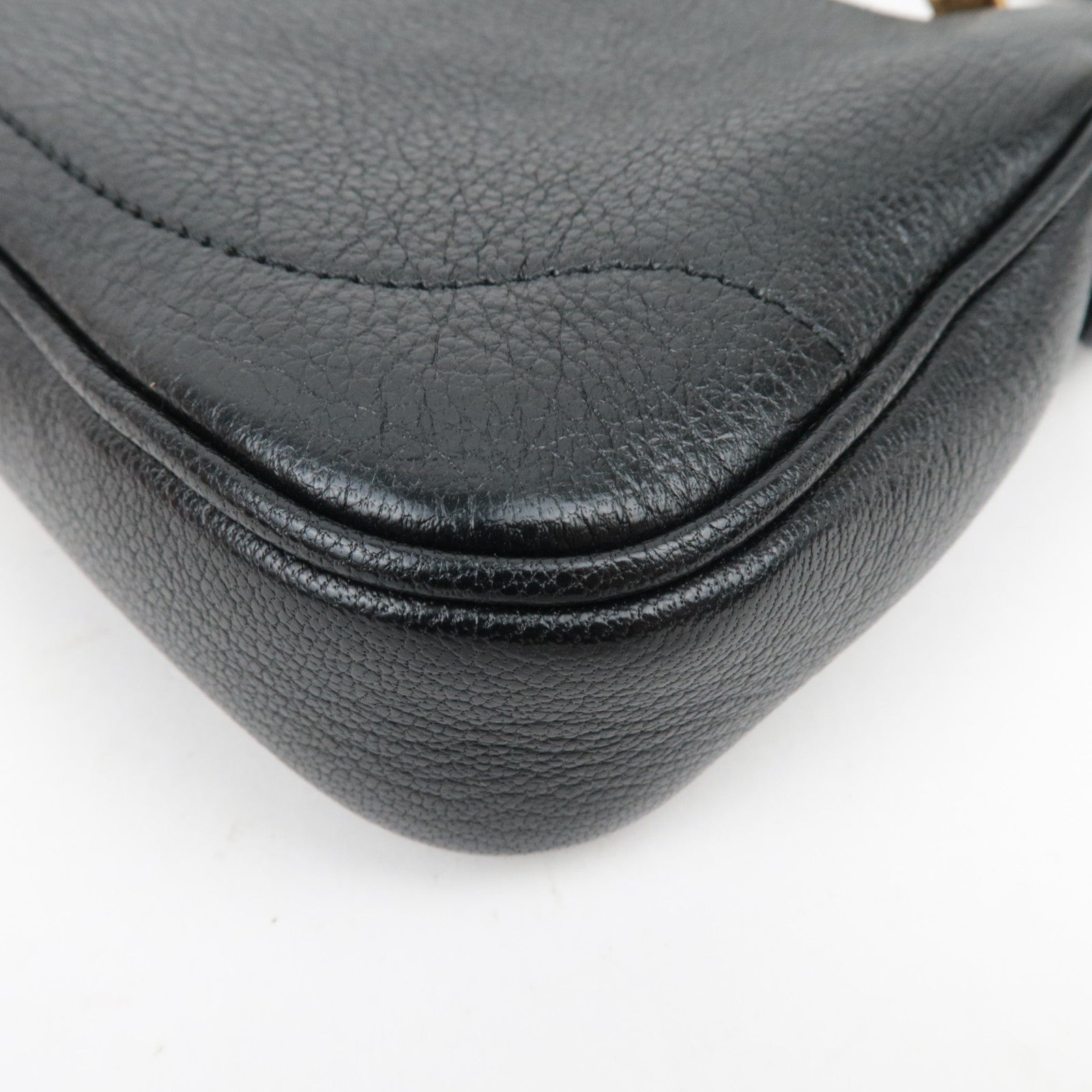 GUCCI GG Marmont Aphrodite Leather Mini Shoulder Bag Black 739076