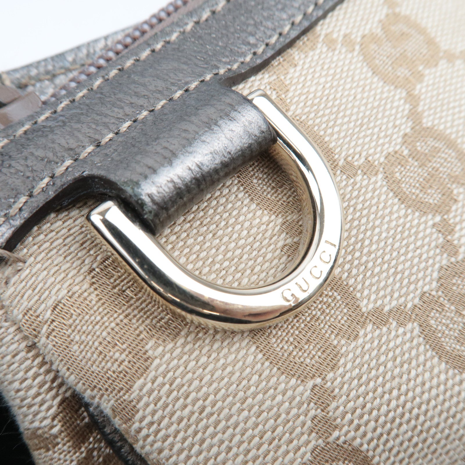 GUCCI Abby GG Canvas Small Shoulder Bag Beige Silver 145750