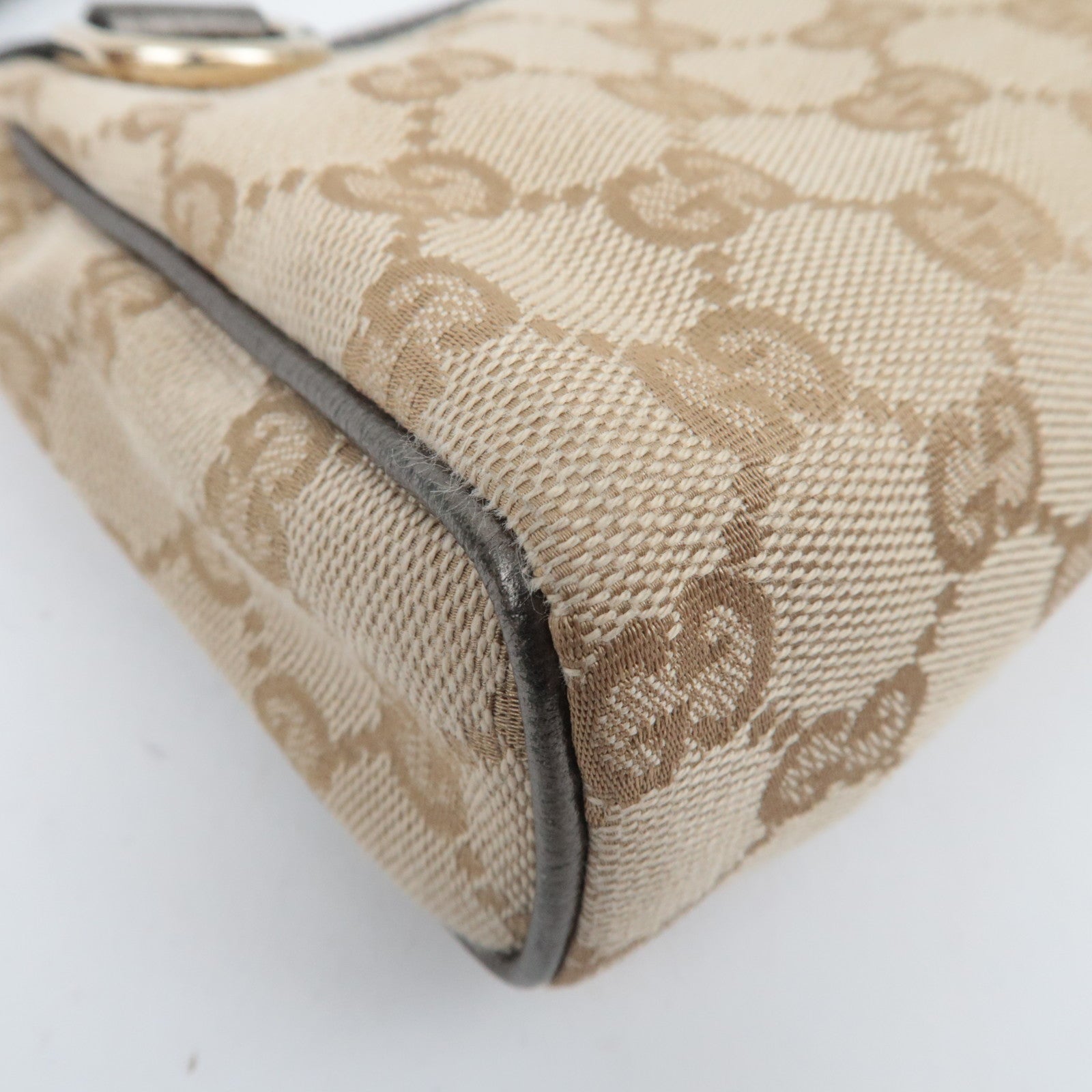 GUCCI Abby GG Canvas Small Shoulder Bag Beige Silver 145750