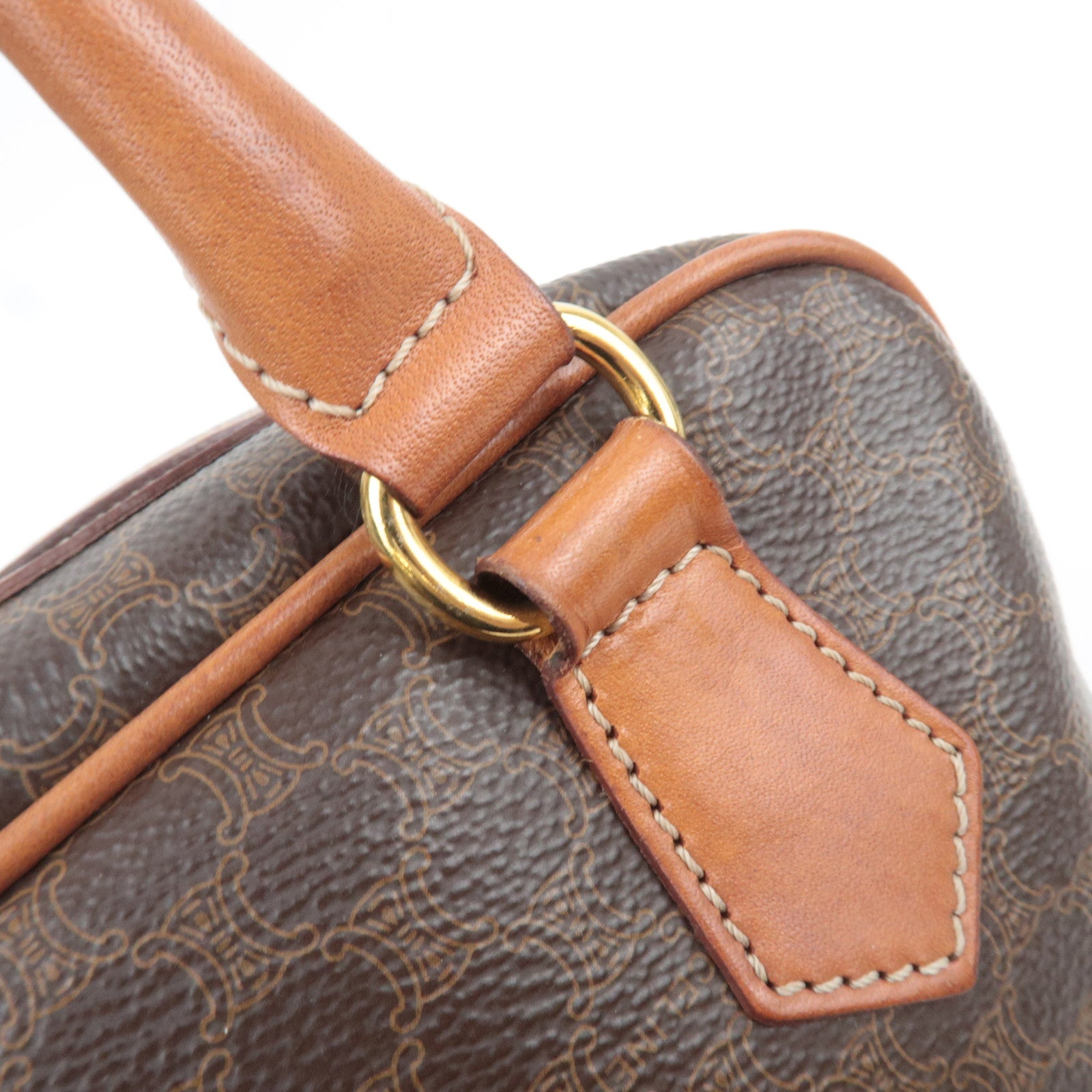 CELINE Macadam PVC Leather Handbag Brown