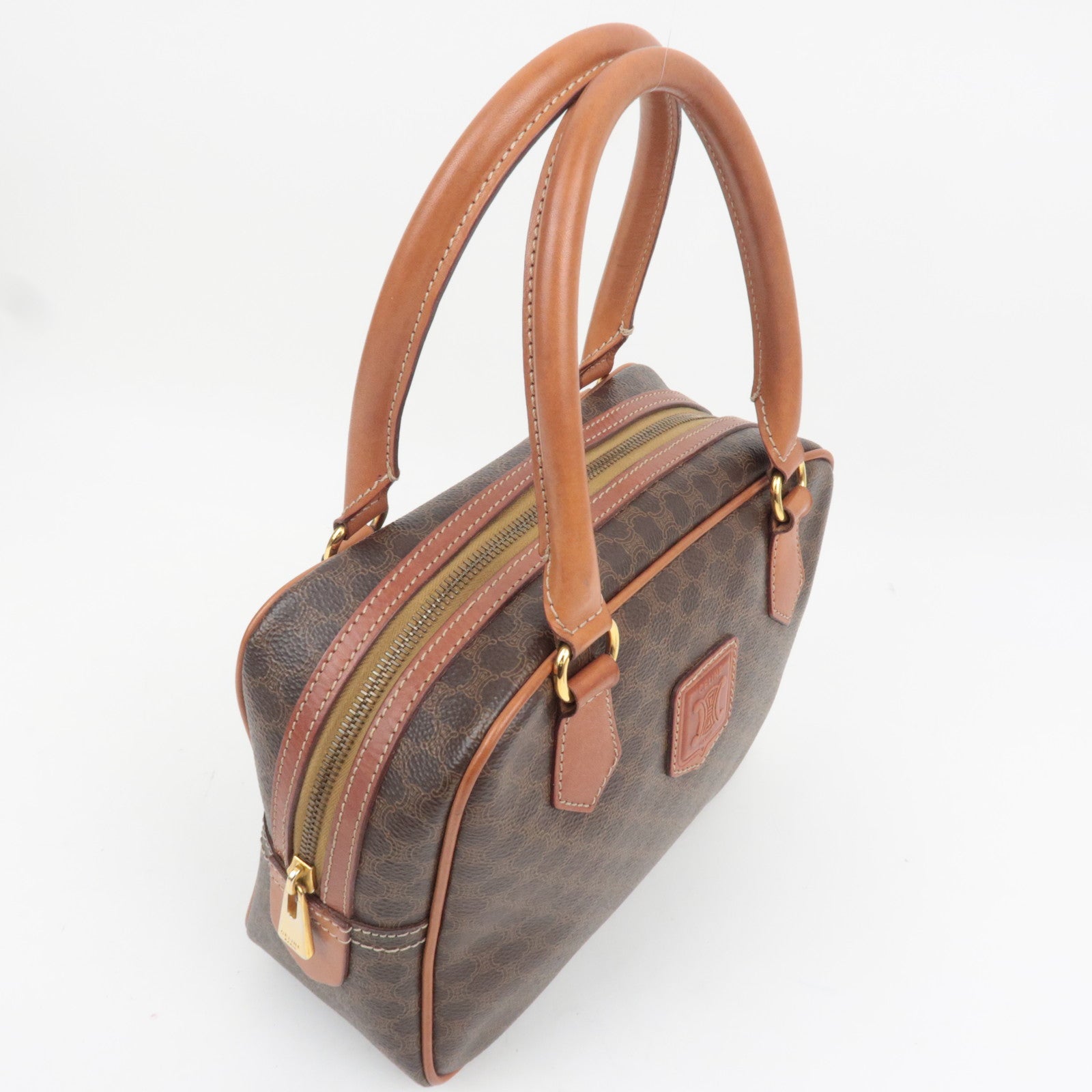 CELINE Macadam PVC Leather Handbag Brown