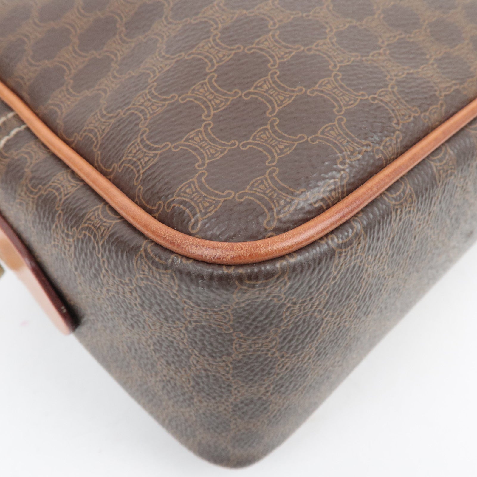 CELINE Macadam PVC Leather Handbag Brown