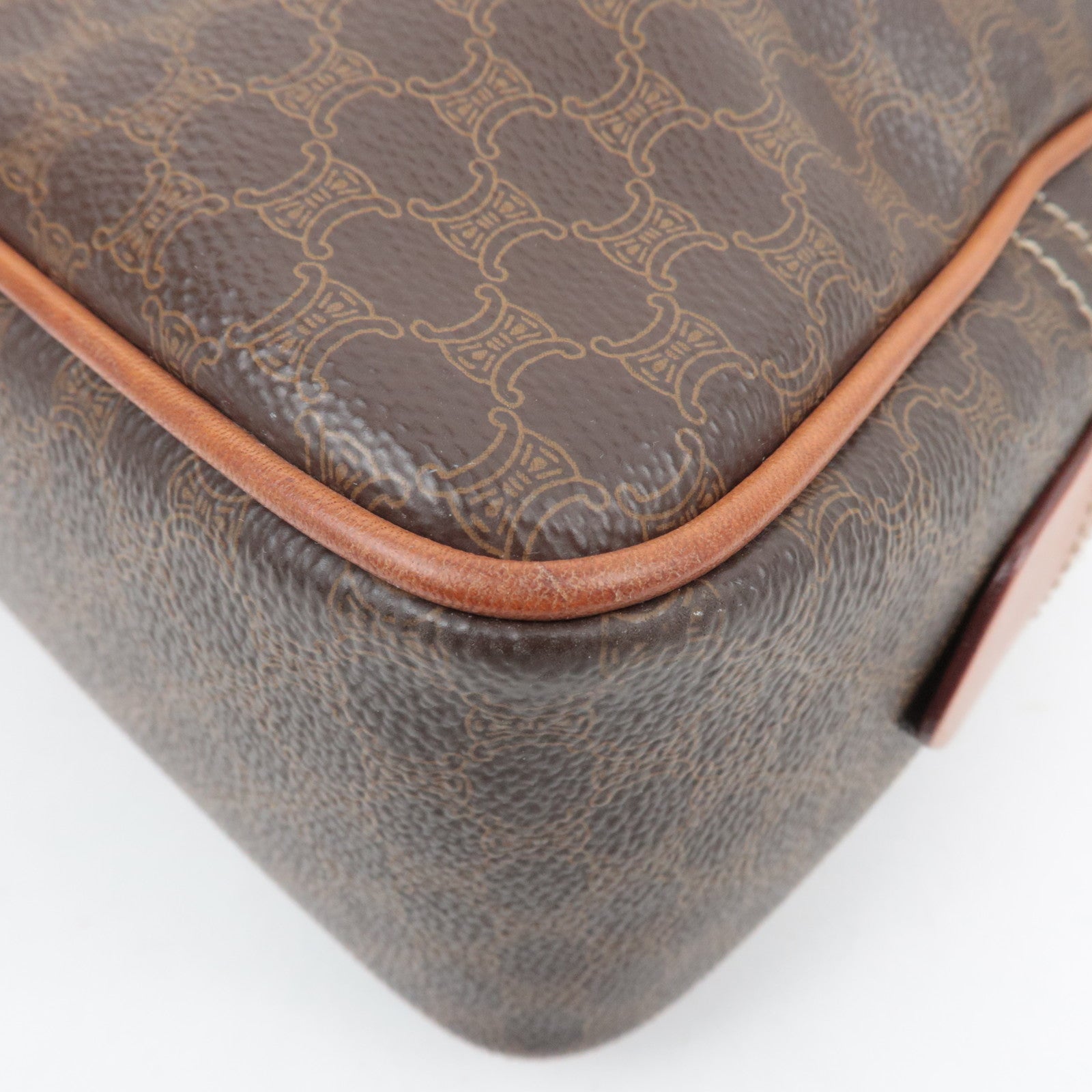 CELINE Macadam PVC Leather Handbag Brown