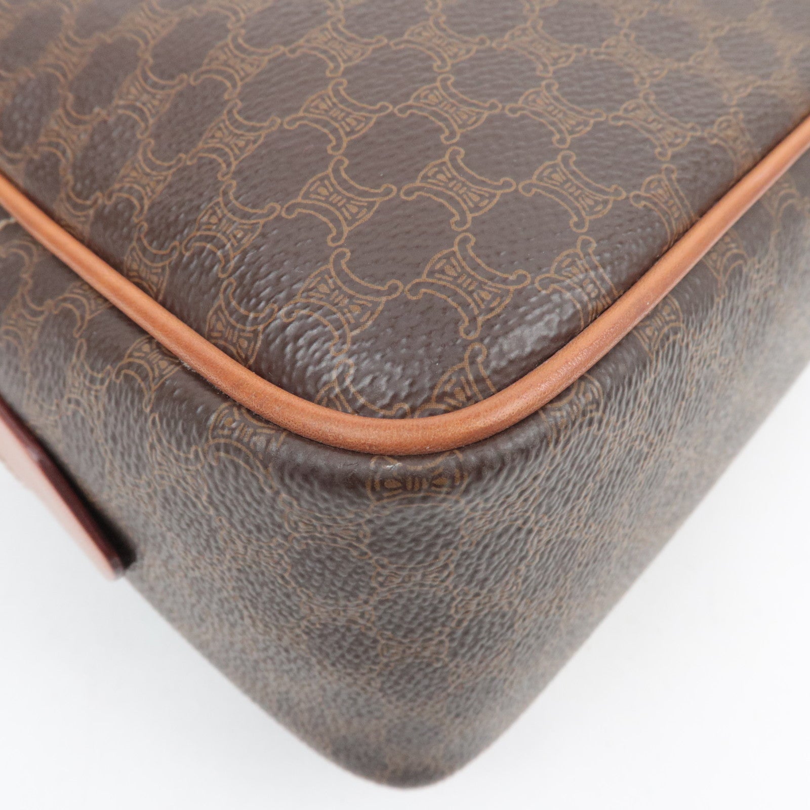 CELINE Macadam PVC Leather Handbag Brown