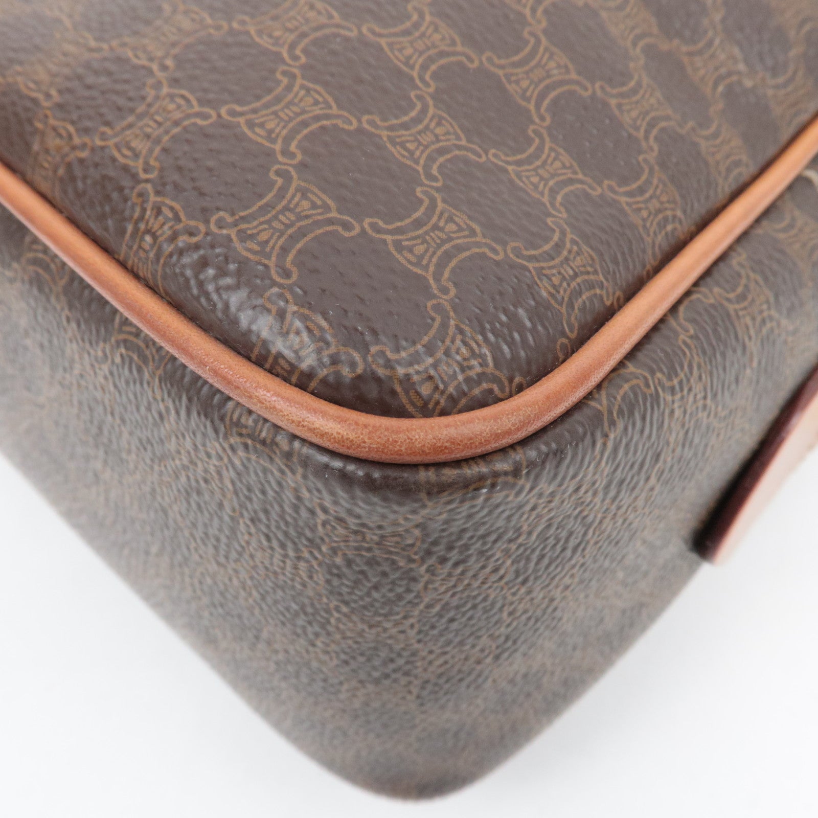 CELINE Macadam PVC Leather Handbag Brown