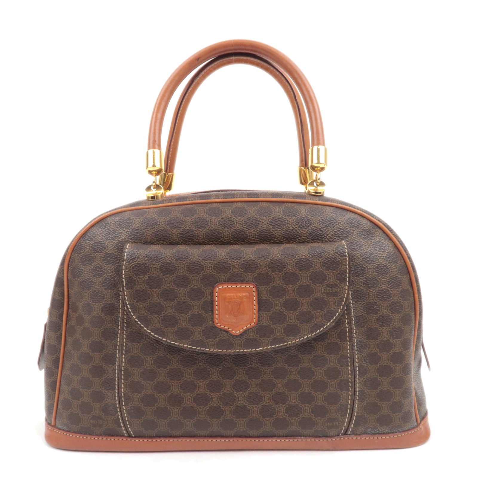 CELINE Macadam PVC Leather Handbag Brown87953