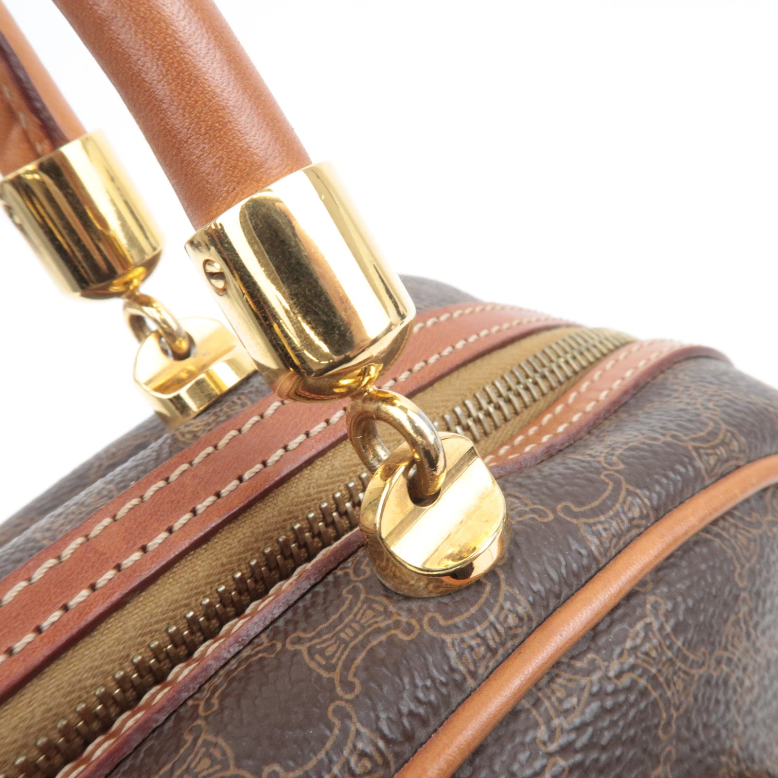 CELINE Macadam PVC Leather Handbag Brown