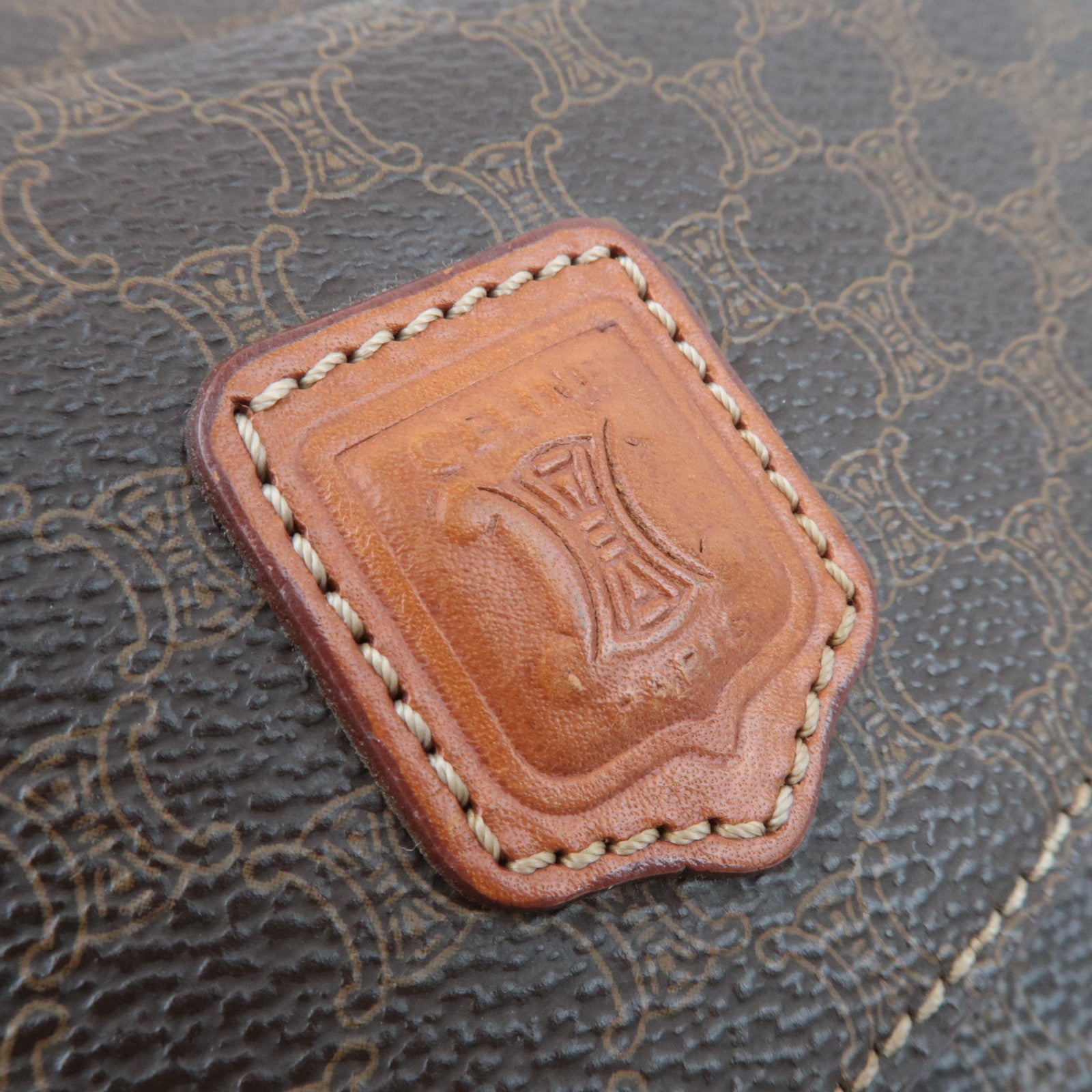 CELINE Macadam PVC Leather Handbag Brown