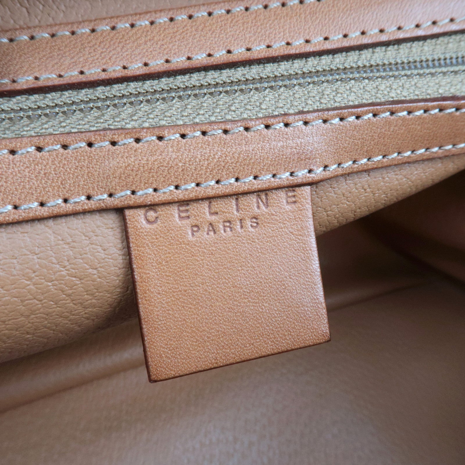 CELINE Macadam PVC Leather Handbag Brown