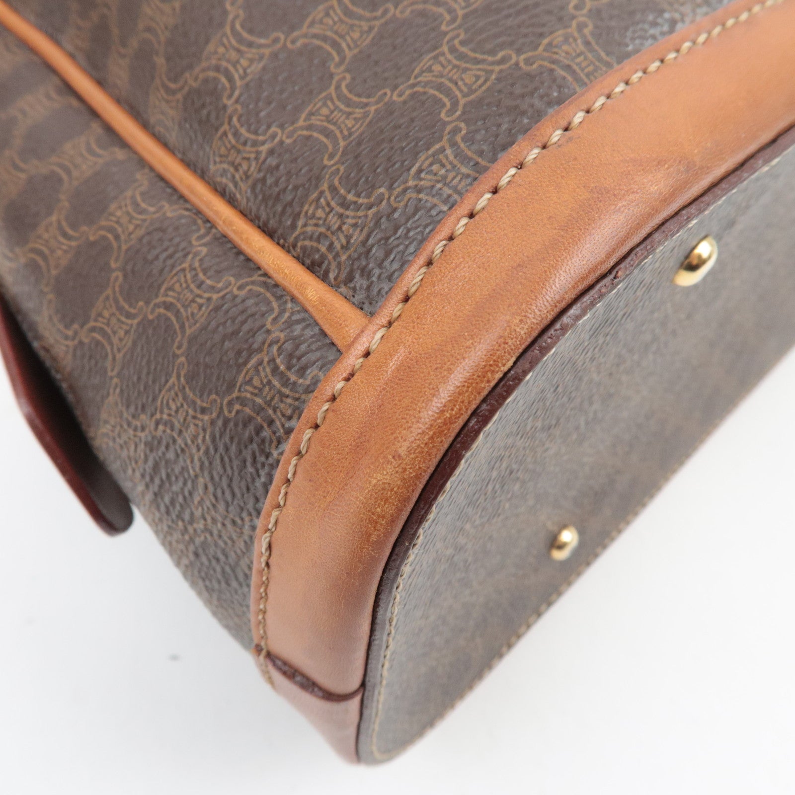 CELINE Macadam PVC Leather Handbag Brown