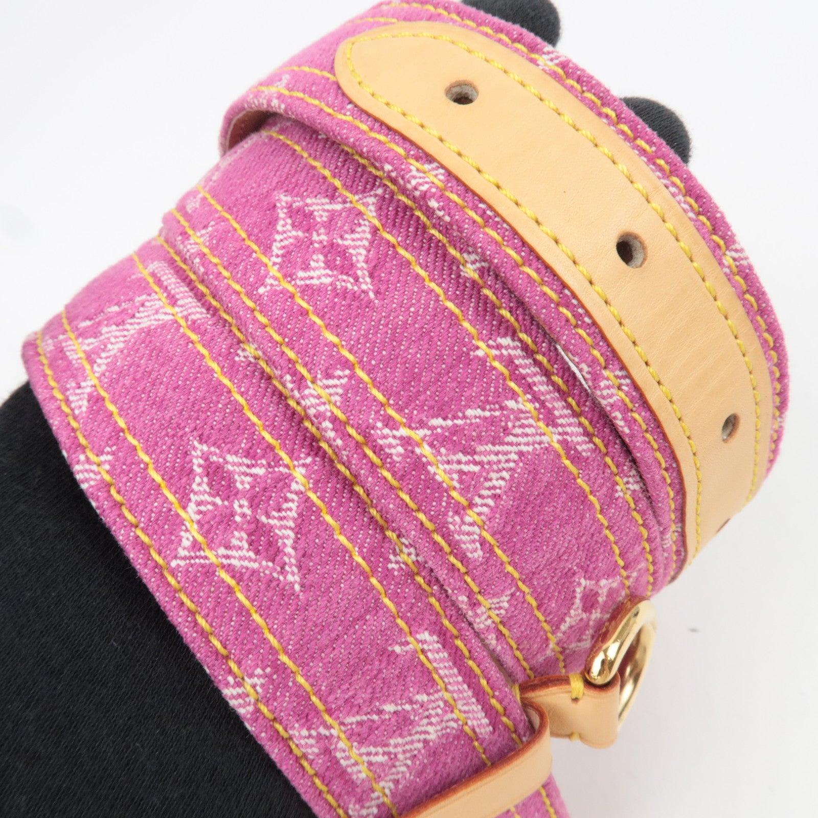 Louis Vuitton Monogram Denim Ceinture 80/32 Belt Fuchsia M6925