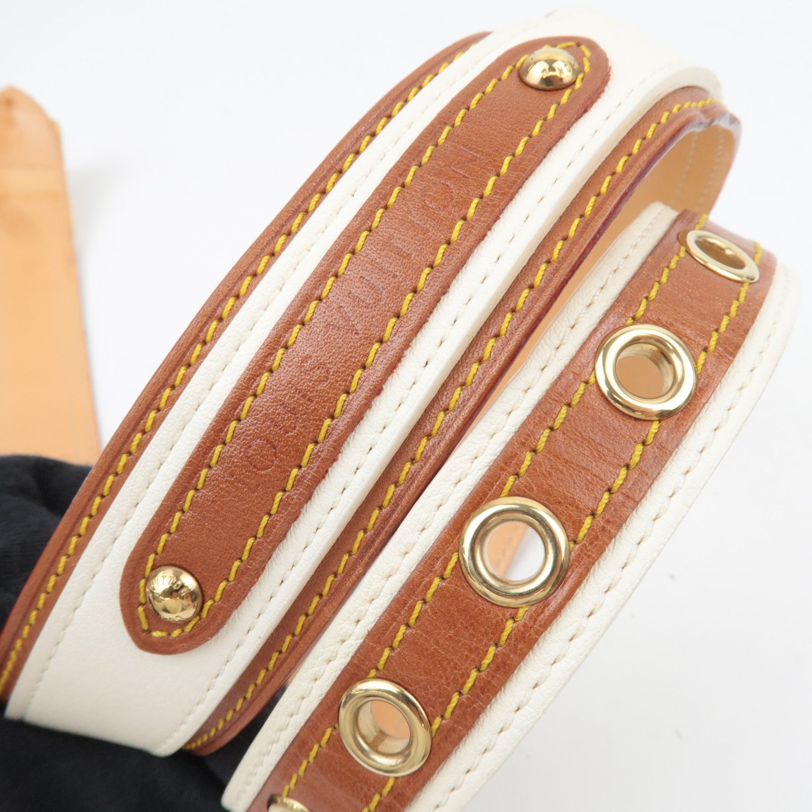 Louis Vuitton Echarpe Leather Belt 85/34 Ivory Brown CA1027