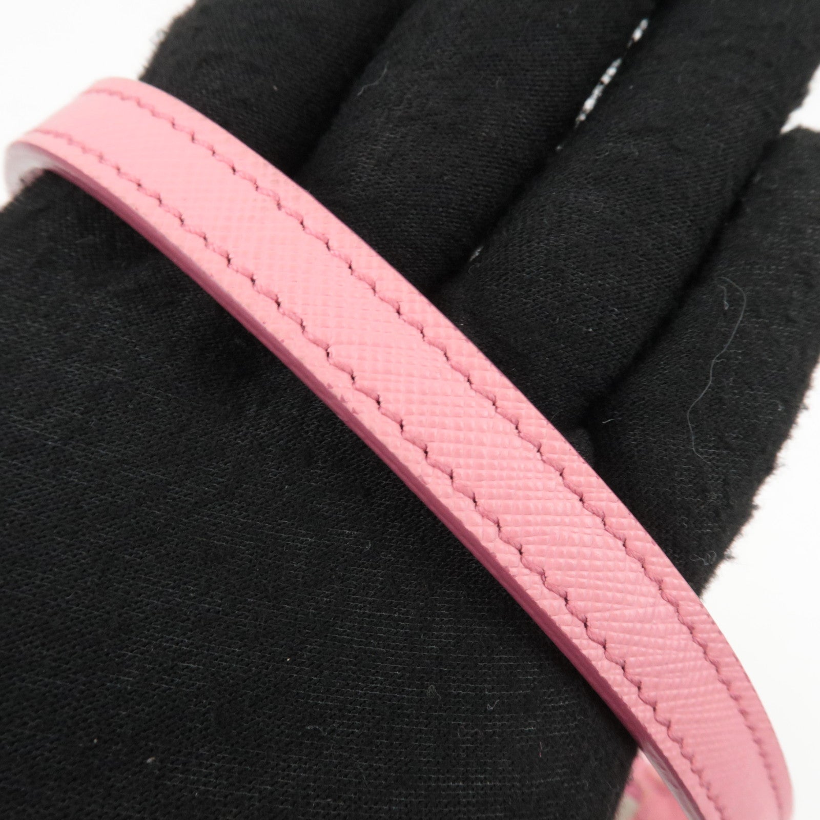 PRADA Gathered Nylon Leather Shoulder Bag Pink 1NE204