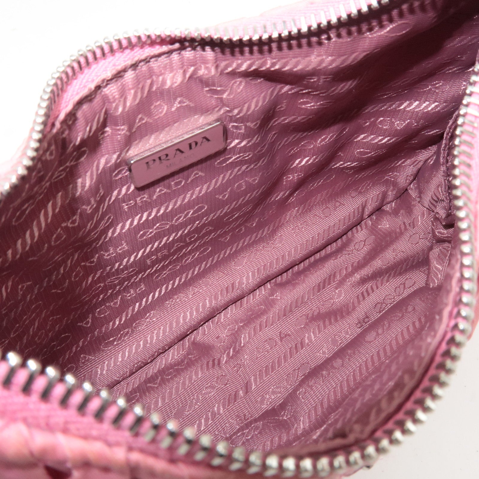 PRADA Gathered Nylon Leather Shoulder Bag Pink 1NE204