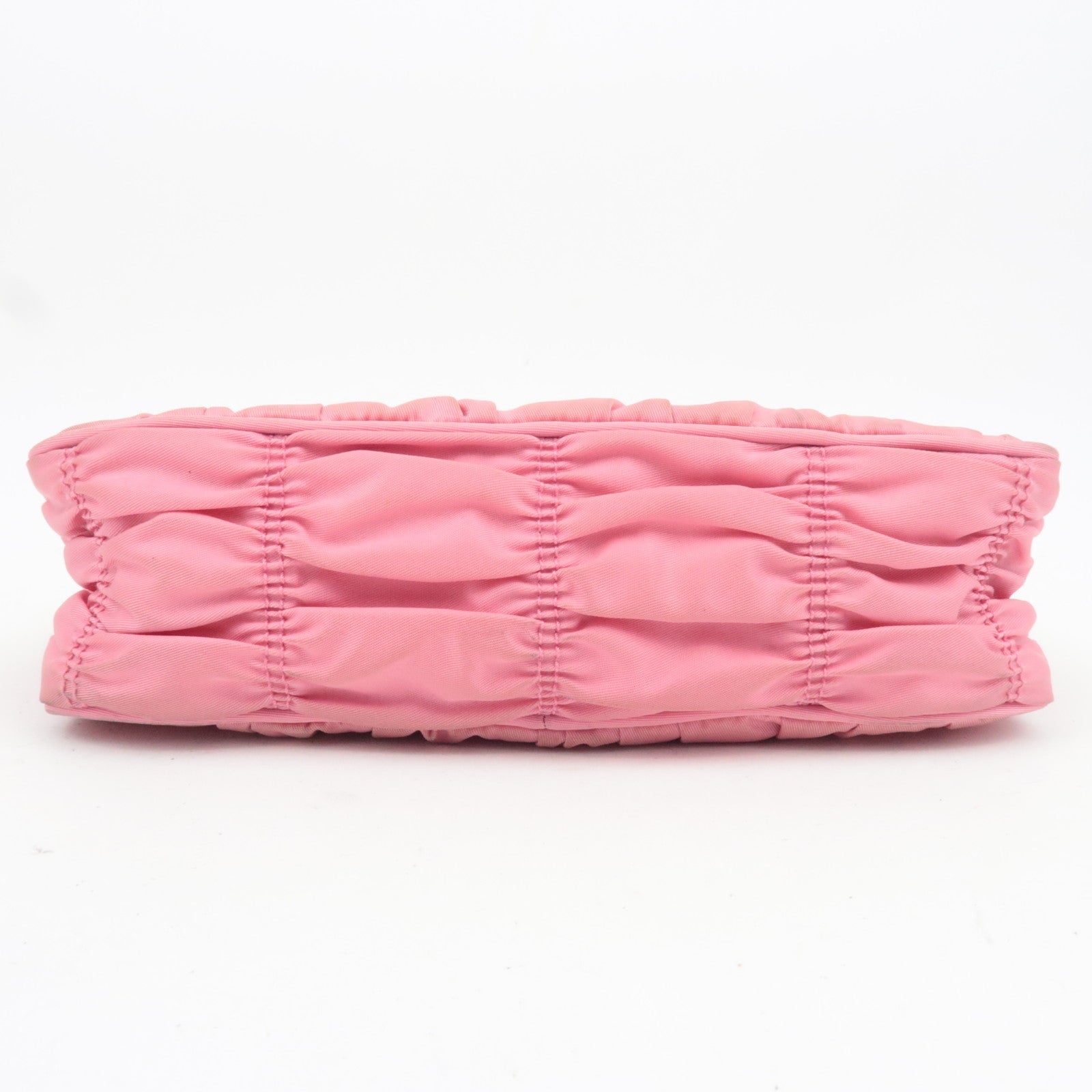 PRADA Gathered Nylon Leather Shoulder Bag Pink 1NE204