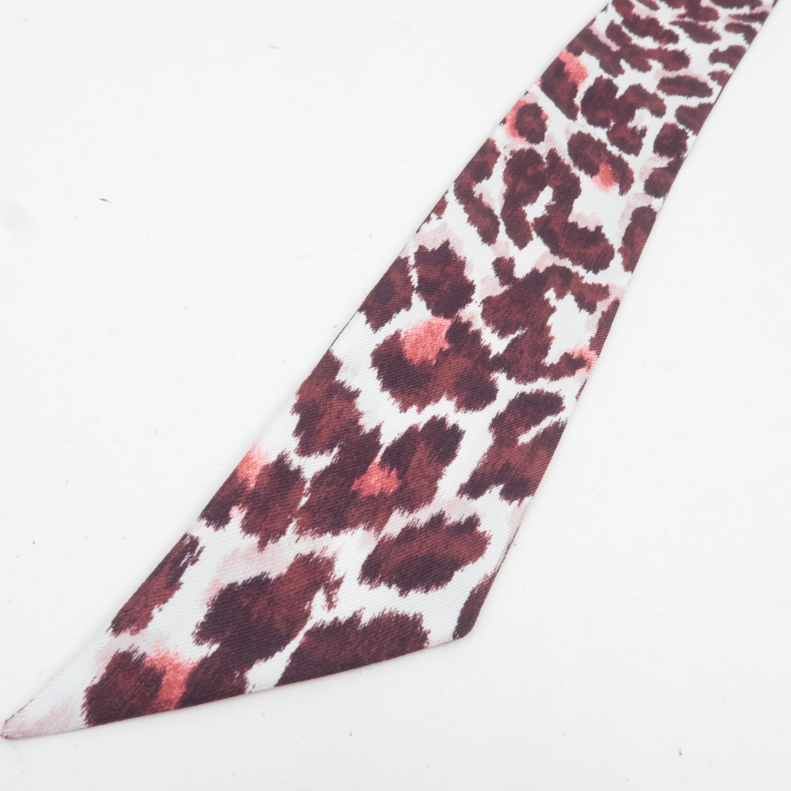 Christian Dior Mitzah Twilly Scarf Leopard Print 100% Silk Red